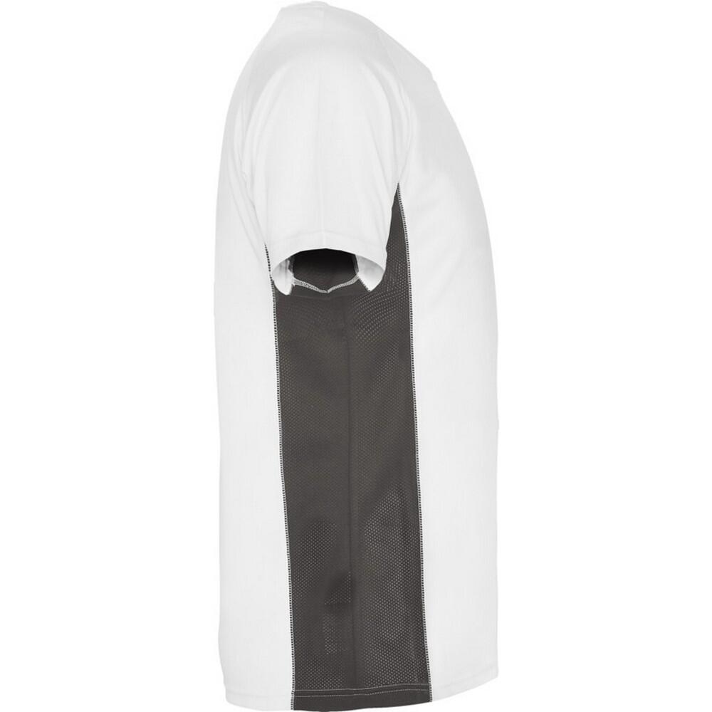 Camiseta Shanghai de Manga Corta Deportivo para Hombre Blanco, Plomo Oscuro 4/4
