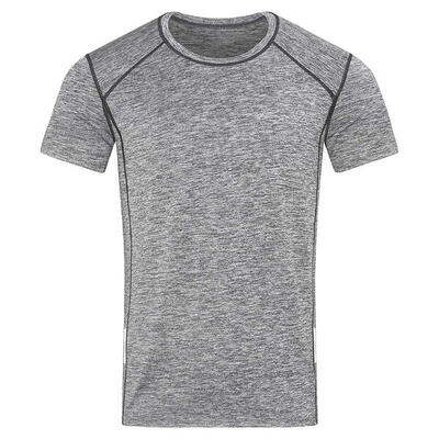 Camiseta de Jaspeado Deportivo para Hombre Gris Jaspeado