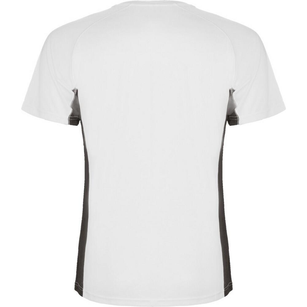 Camiseta Shanghai de Manga Corta Deportivo para Hombre Blanco, Plomo Oscuro 2/4