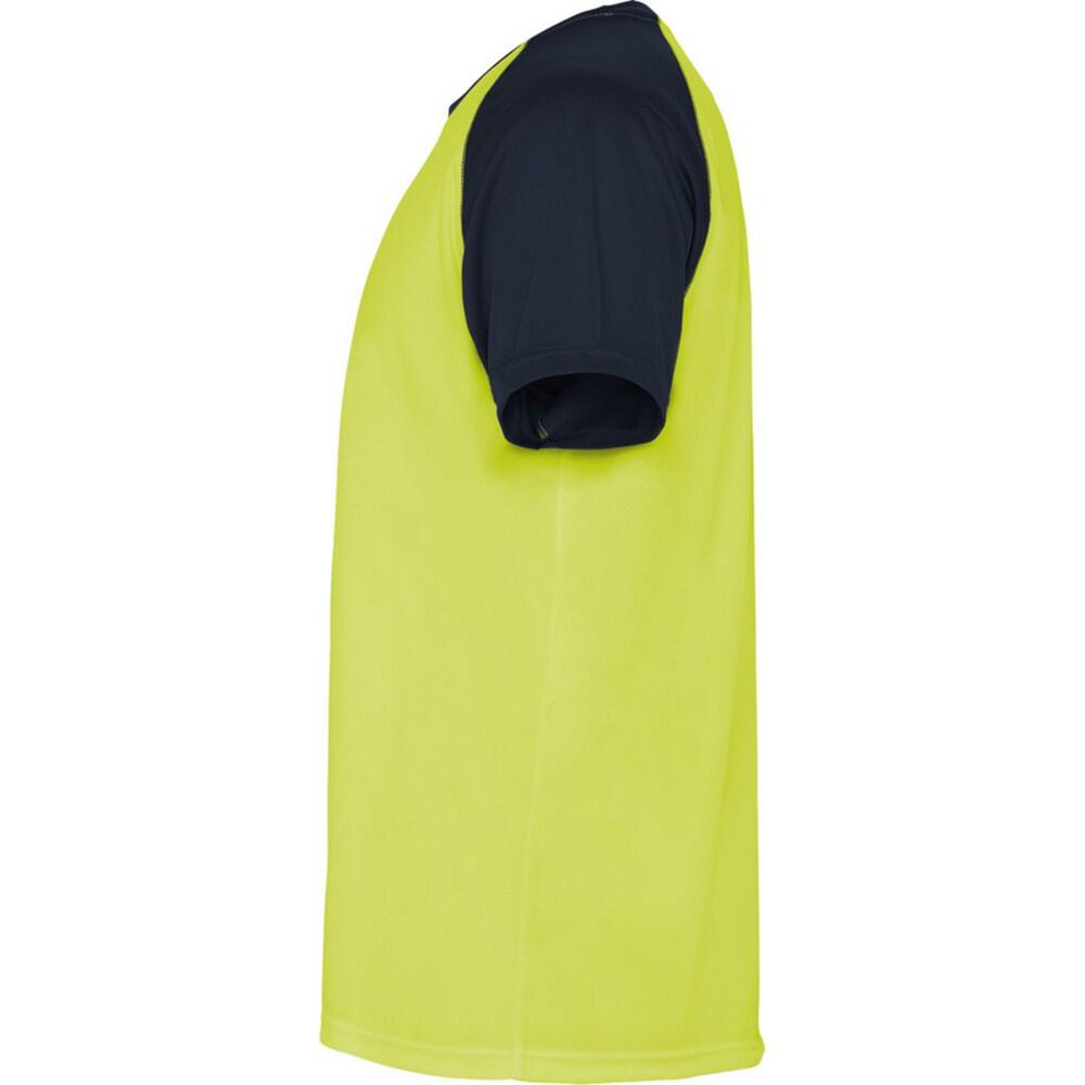 Maglietta Sportiva Maniche Corte Bambini Roly Indianapolis Giallo Fluo Blu Navy 4/4
