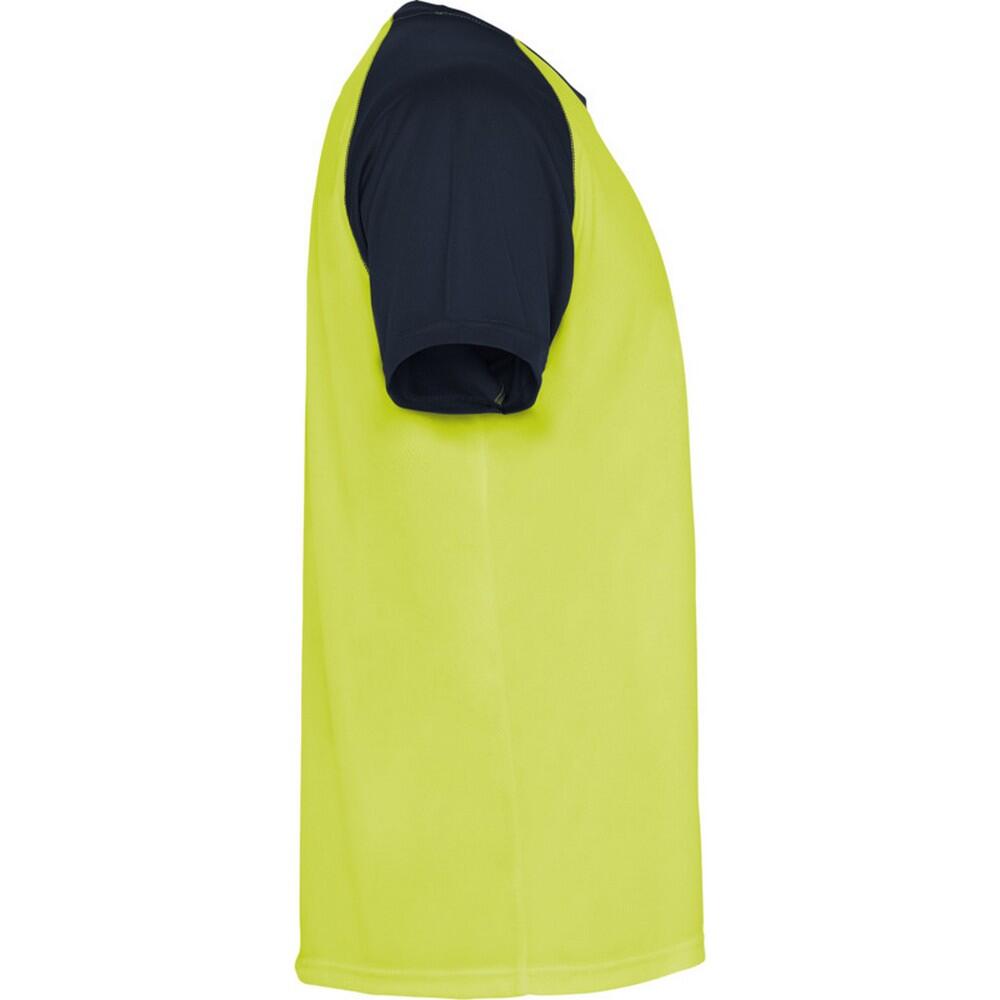 Maglietta Sportiva Maniche Corte Bambini Roly Indianapolis Giallo Fluo Blu Navy 3/4
