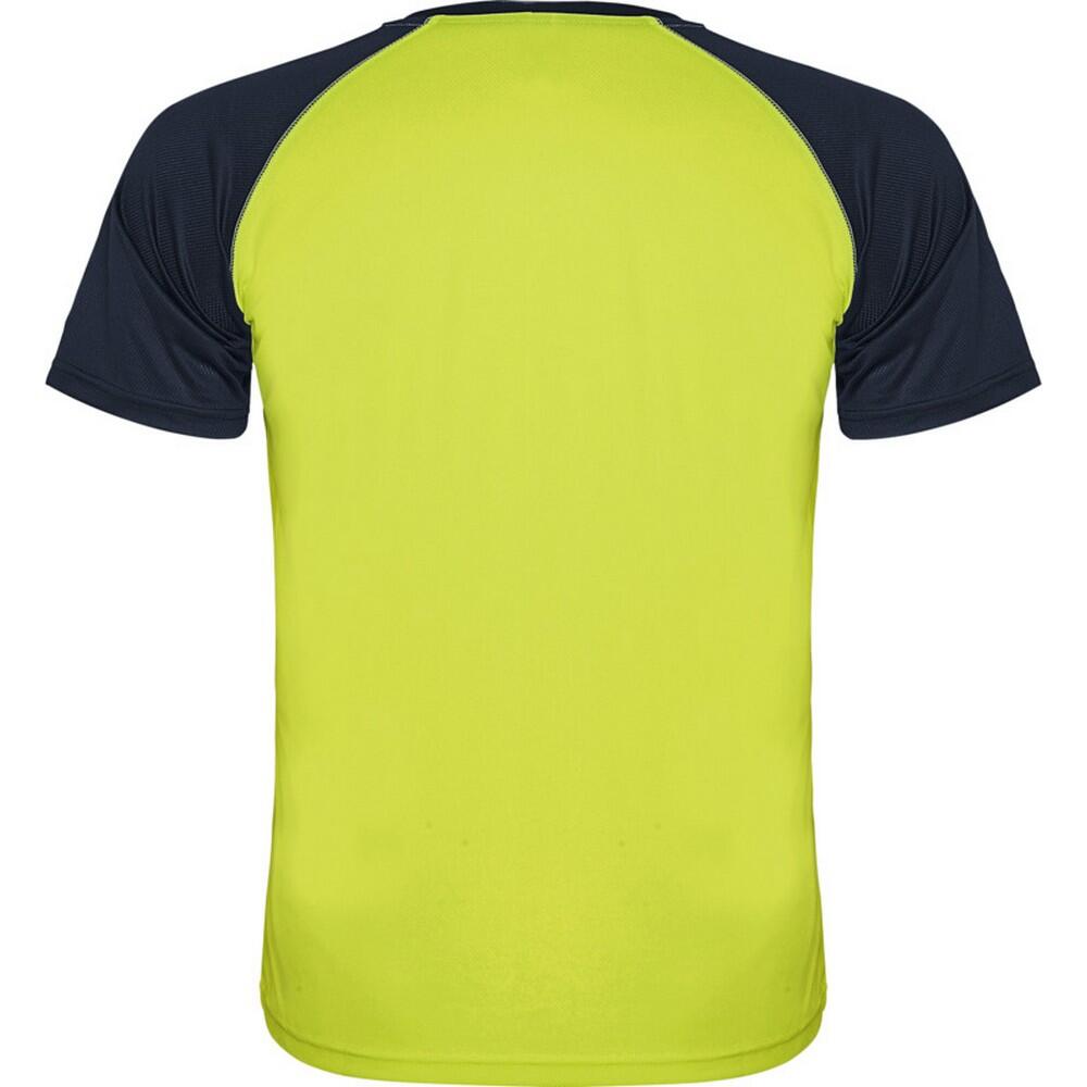 Maglietta Sportiva Maniche Corte Bambini Roly Indianapolis Giallo Fluo Blu Navy 2/4