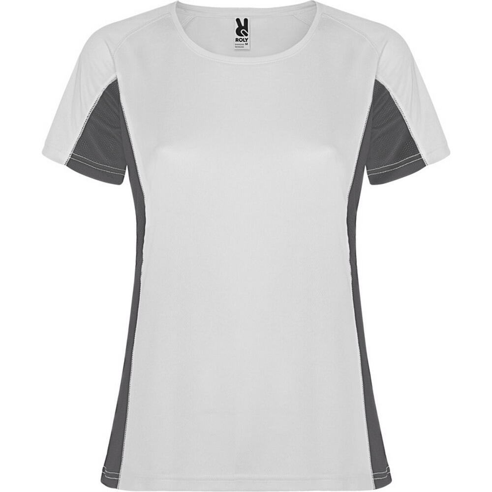 Womens/Ladies Shanghai ShortSleeved Sports TShirt (White/Dark Lead)