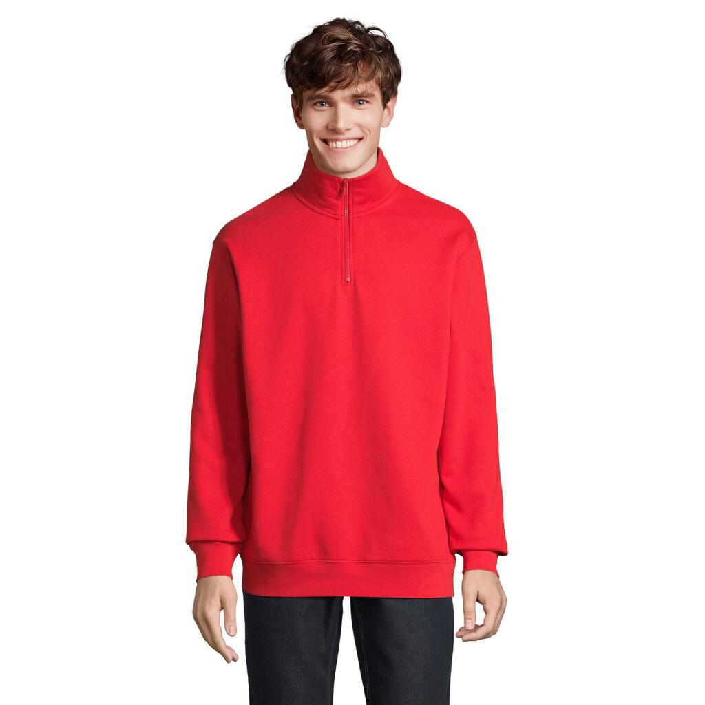 Unisex Adult Conrad Quarter Zip Sweatshirt (Bright Red)