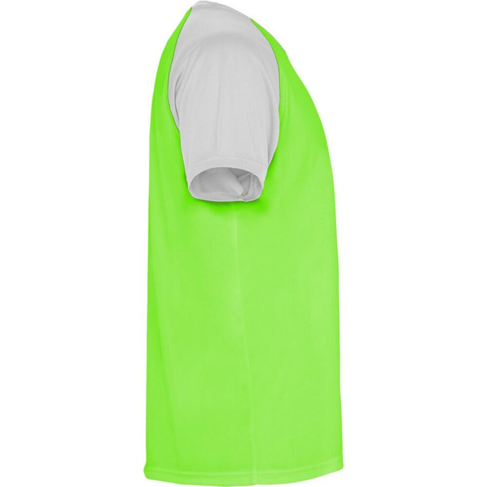 Maglietta Sportiva Maniche Corte Bambini Roly Indianapolis Bianco Verde Fluro 3/4