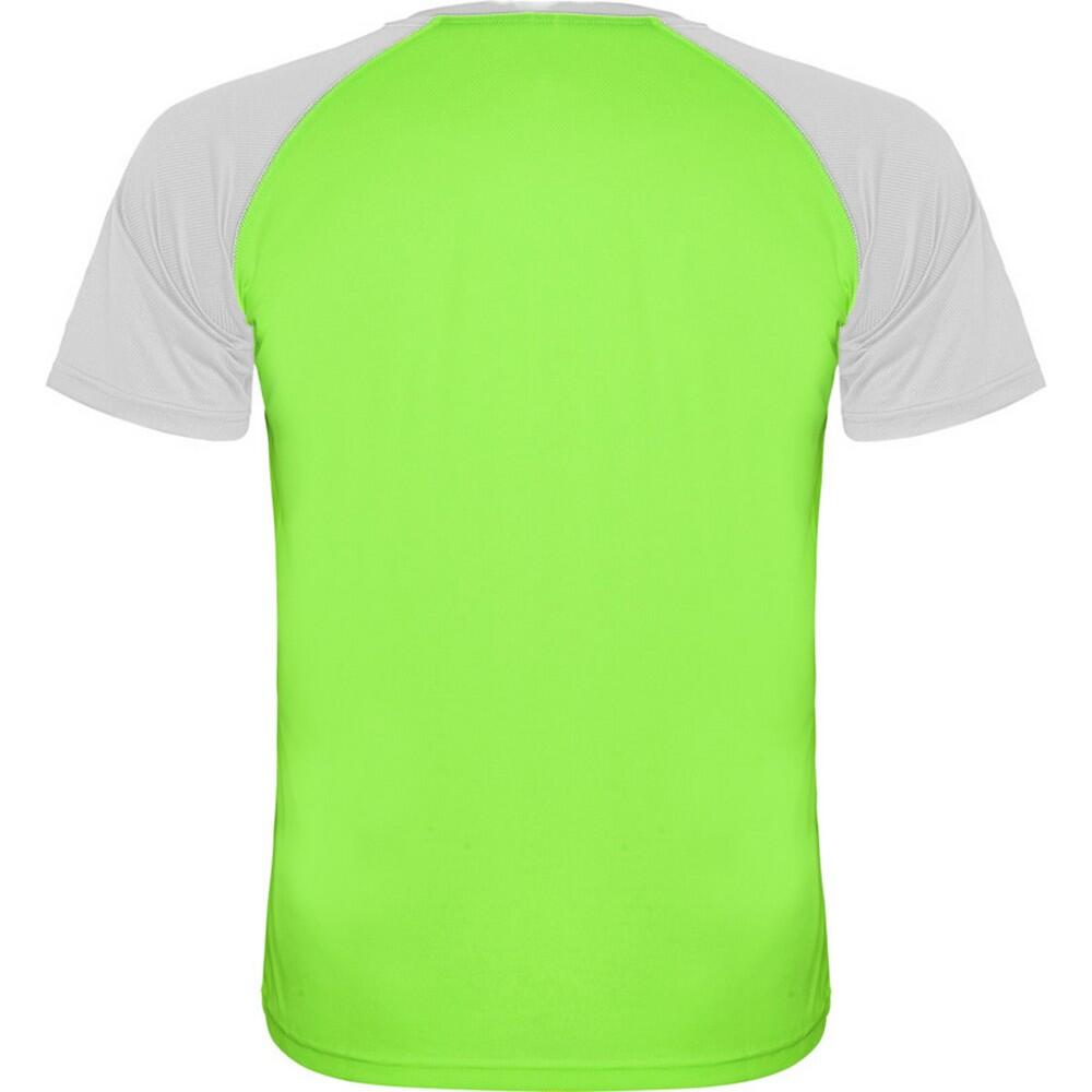 Maglietta Sportiva Maniche Corte Bambini Roly Indianapolis Bianco Verde Fluro 2/4