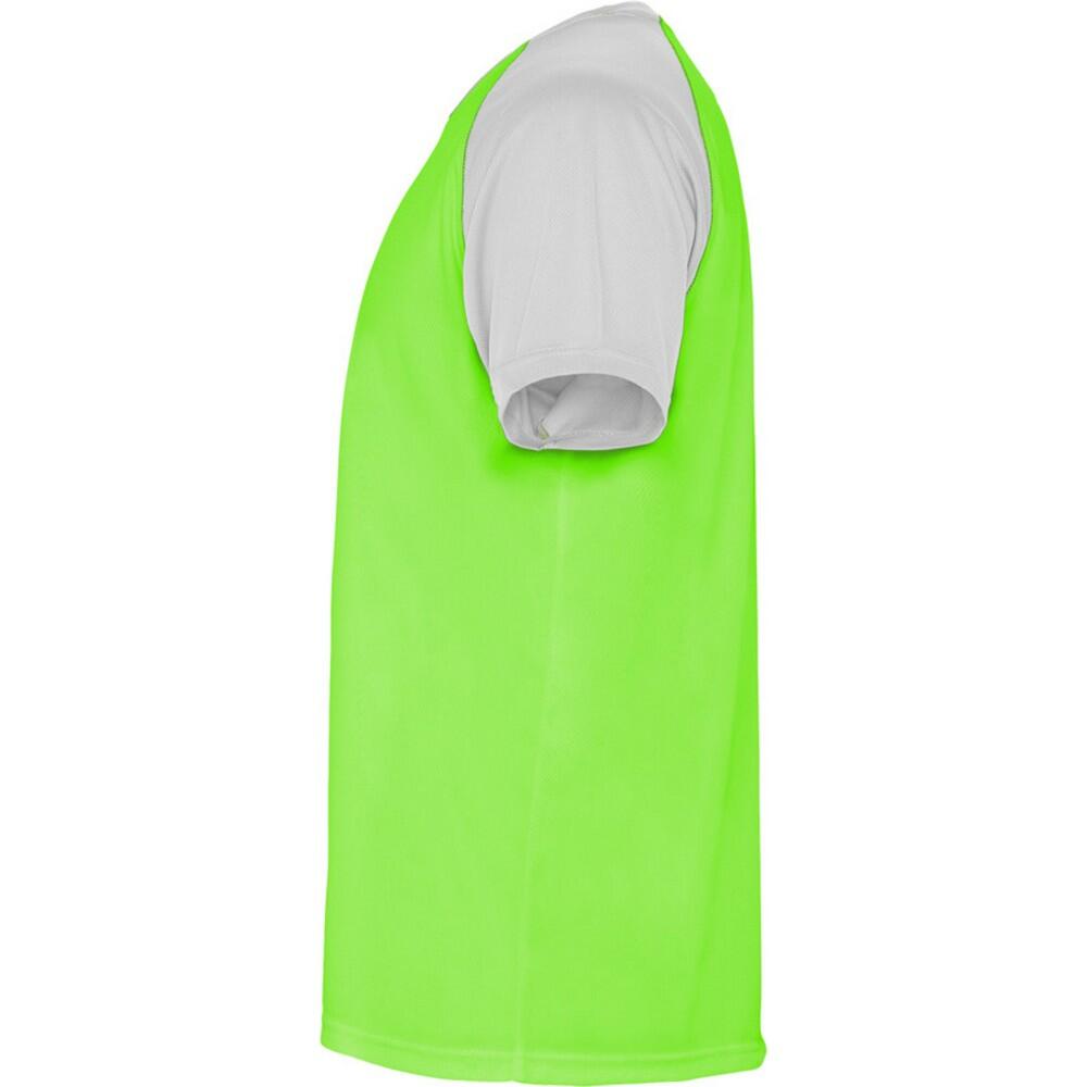 Maglietta Sportiva Maniche Corte Bambini Roly Indianapolis Bianco Verde Fluro 4/4