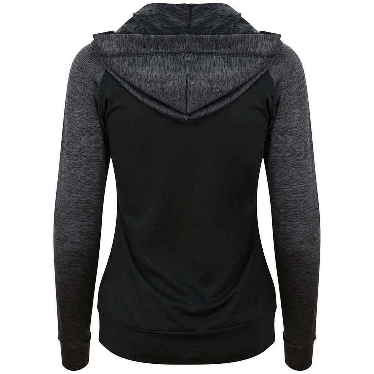 Sudadera con Cremallera Cool Contraste para Mujer Negro, Negro Pizarra Mezcla 2/2