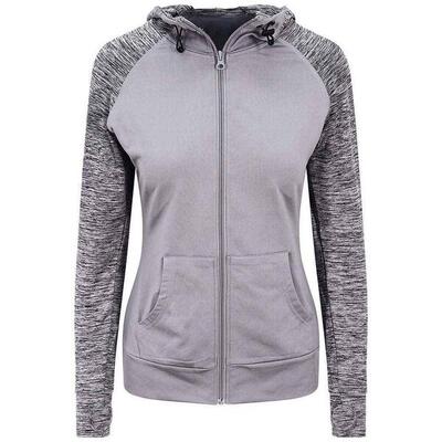 Dames cool contrast full zip hoodie (grijs/grijs melange)