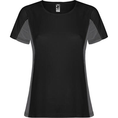 Dames shanghai sport tshirt met korte mouwen (zwart/donker lood)