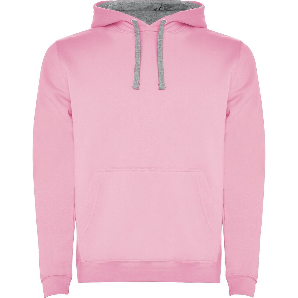 Childrens/Kids Urban Drawstring Hoodie (Light Pink/Heather Grey)