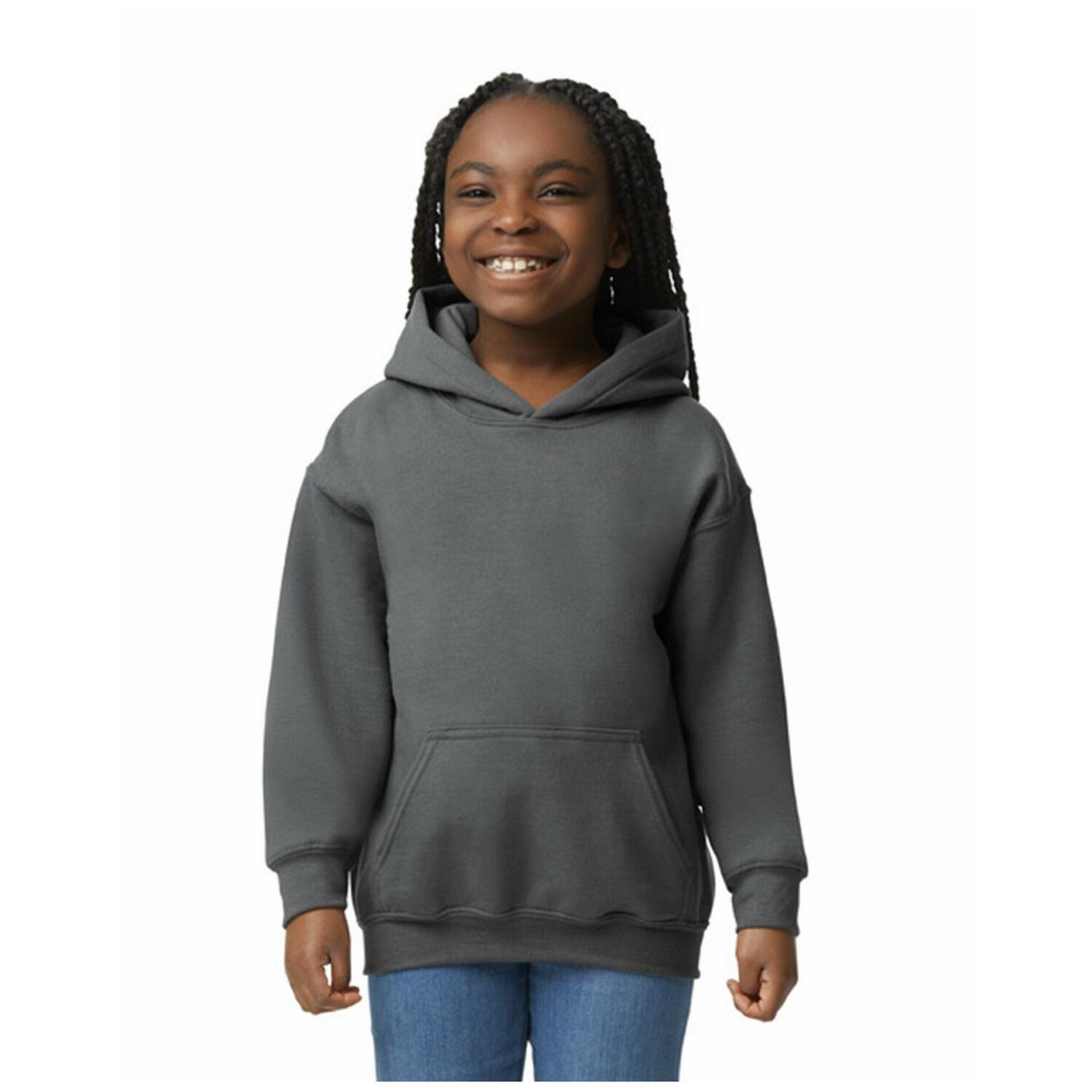 Camisola com capuz de malha pesada para crianças e jovens (Antracite Sólido) 3/3