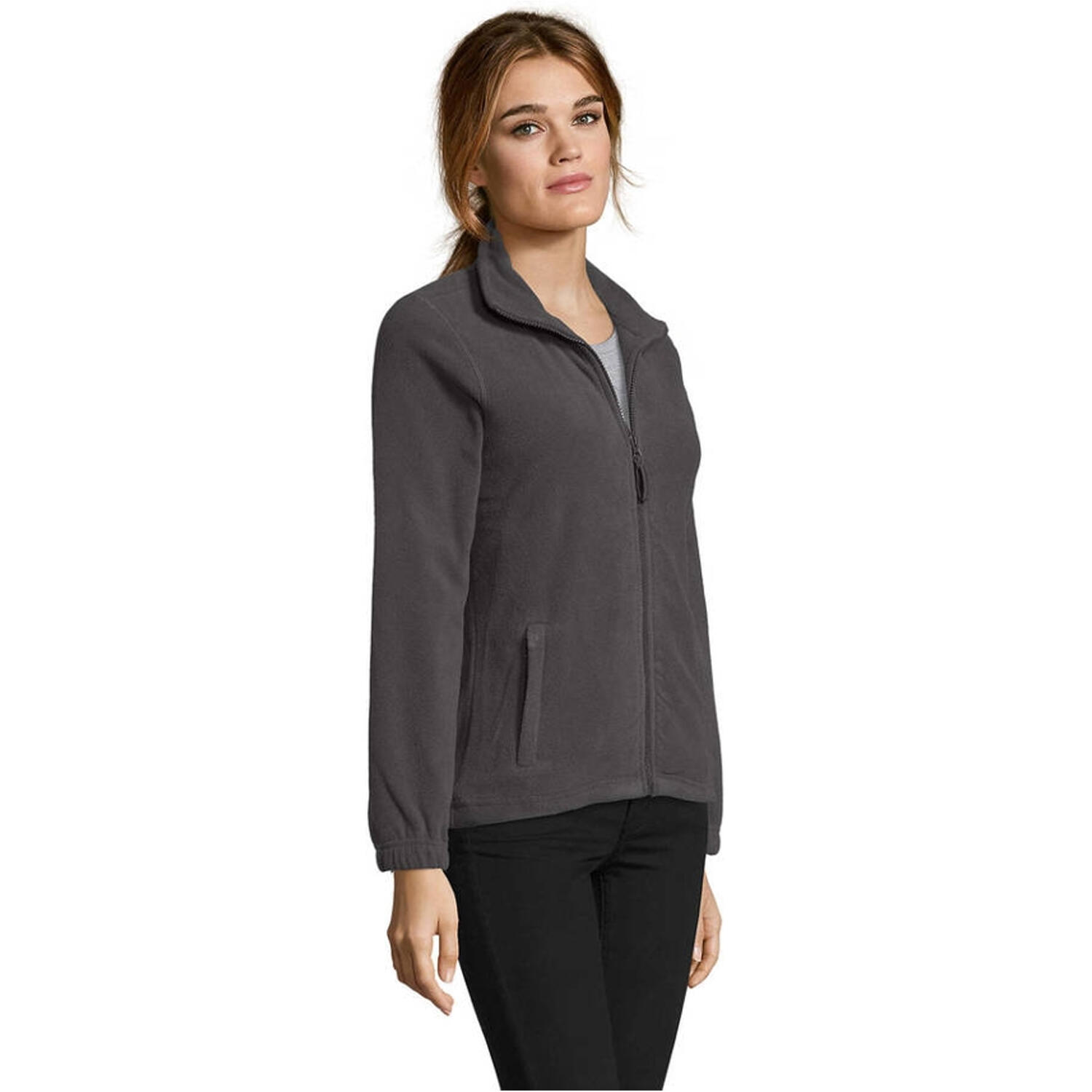 Veste Polaire NORTH Femme (Gris Charbon Uni) 3/4