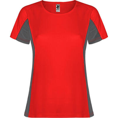 Dames shanghai sport tshirt met korte mouwen (rood/donker lood)