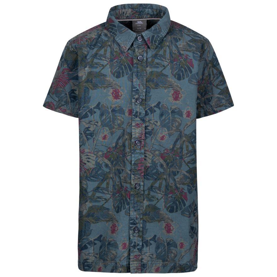 TRESPASS Boys Bizarr Casual Shirt (Navy Print)