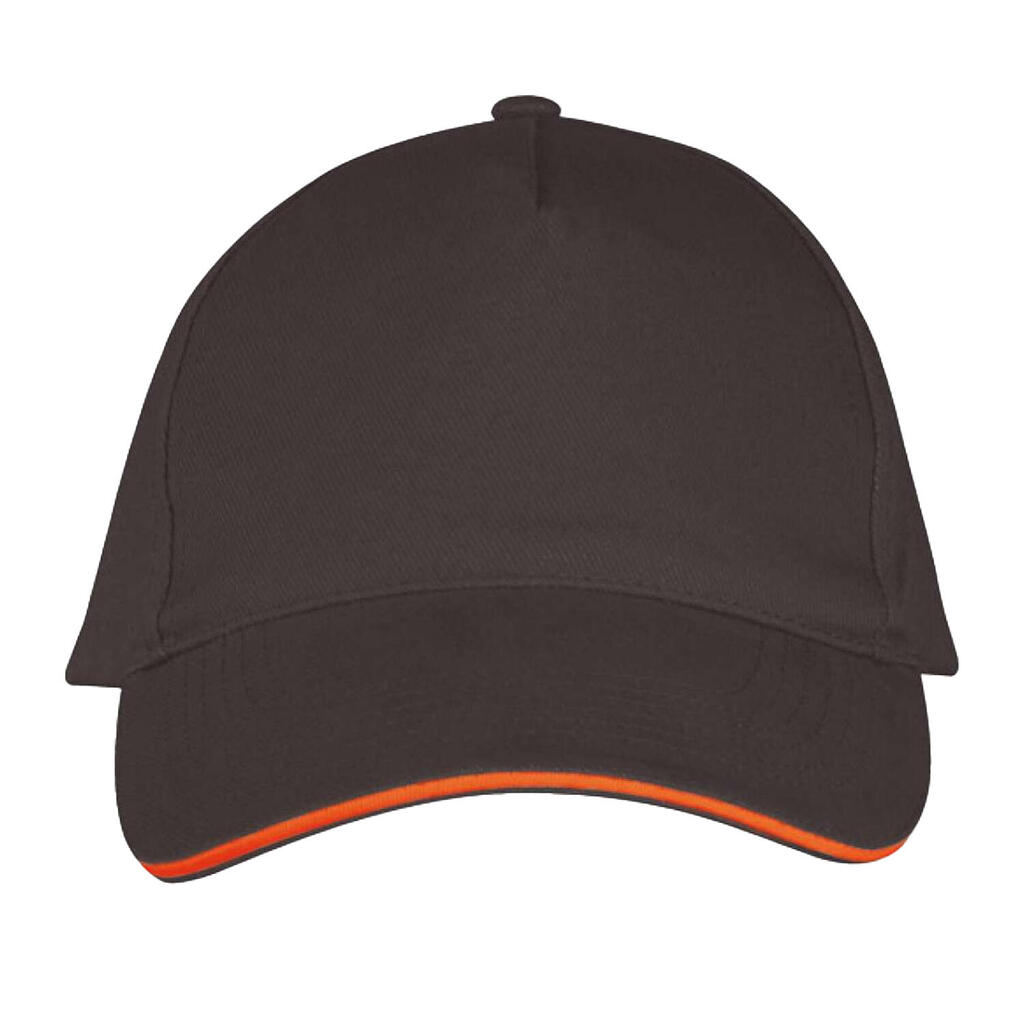Long Beach 5 Panel Baseball Cap (Dark Grey/Orange)