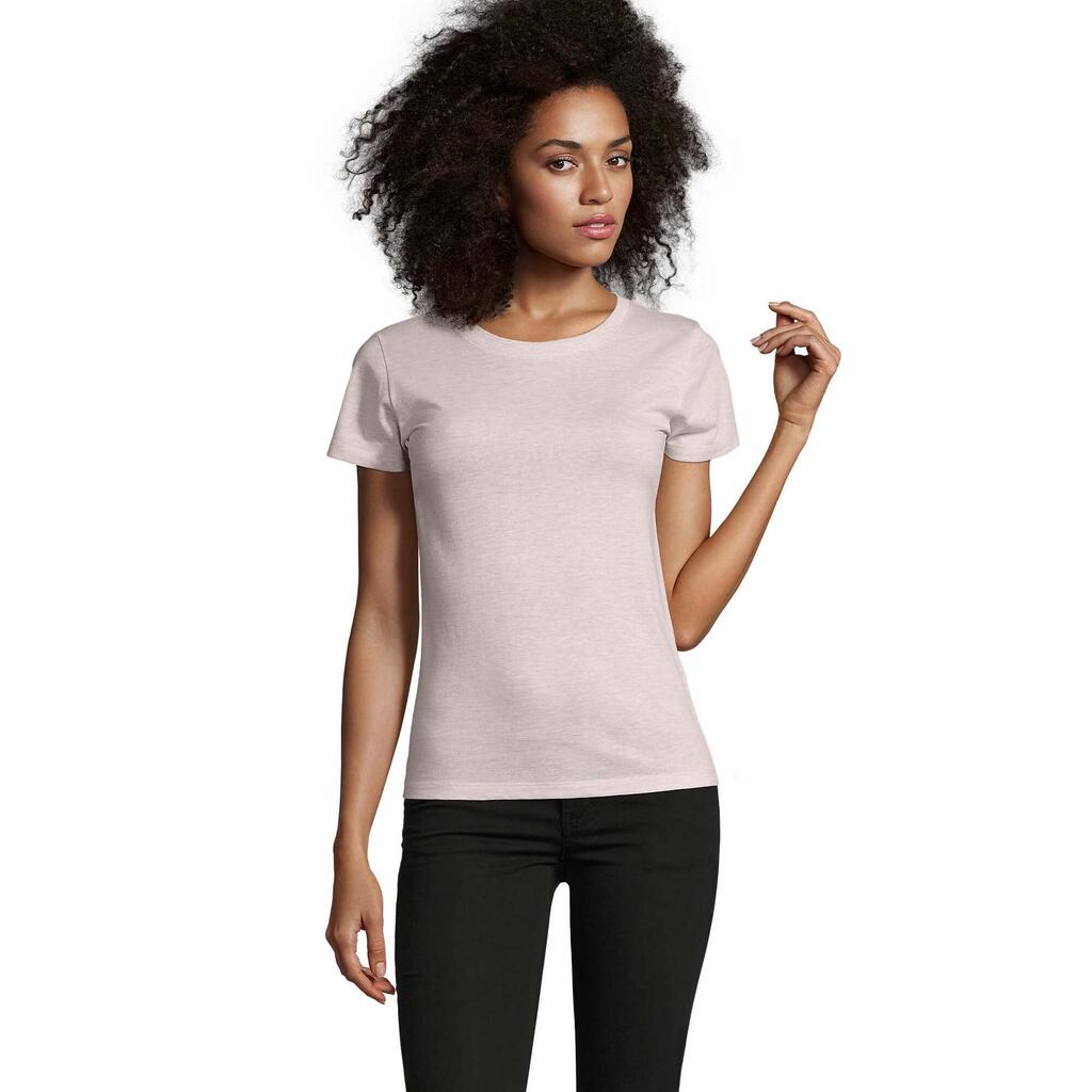 Womens/Ladies Regent Round Neck Fitted TShirt (Pink Heather)