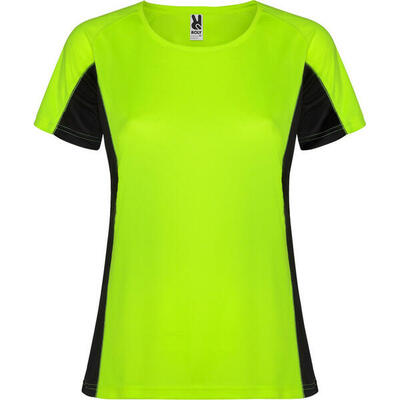 Dames shanghai sport tshirt met korte mouwen (fluor oranje/solid zwart)