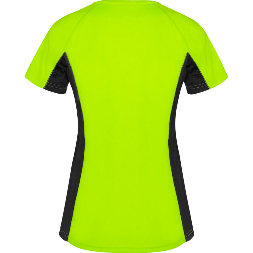 Camiseta Shanghai de Manga Corta Deportivo para Mujer Verde Fluorescente, Negro 2/4
