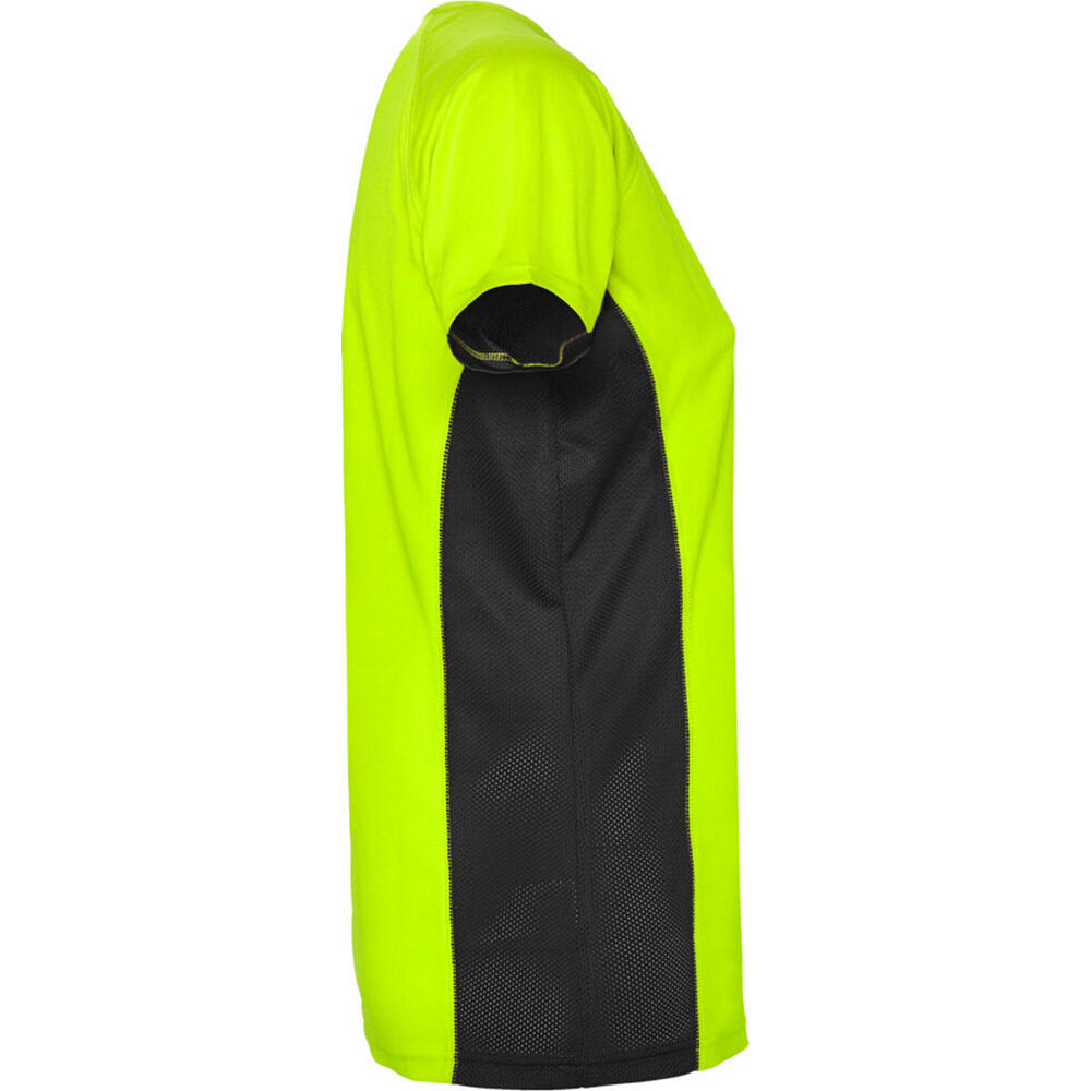 Camiseta Shanghai de Manga Corta Deportivo para Mujer Verde Fluorescente, Negro 4/4