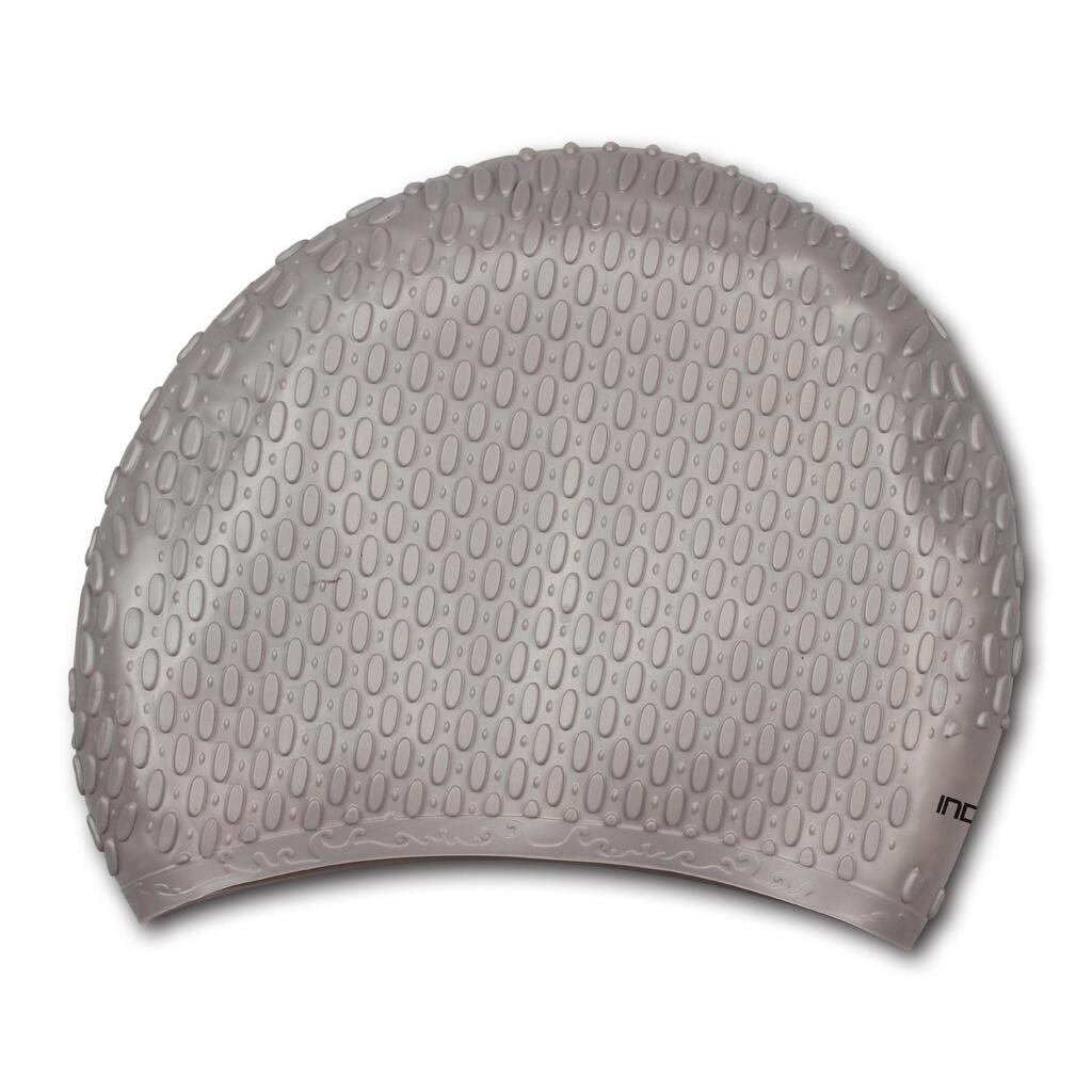 INDIGO Waterproof Silicone Ribbed Swim Cap for Long Hair