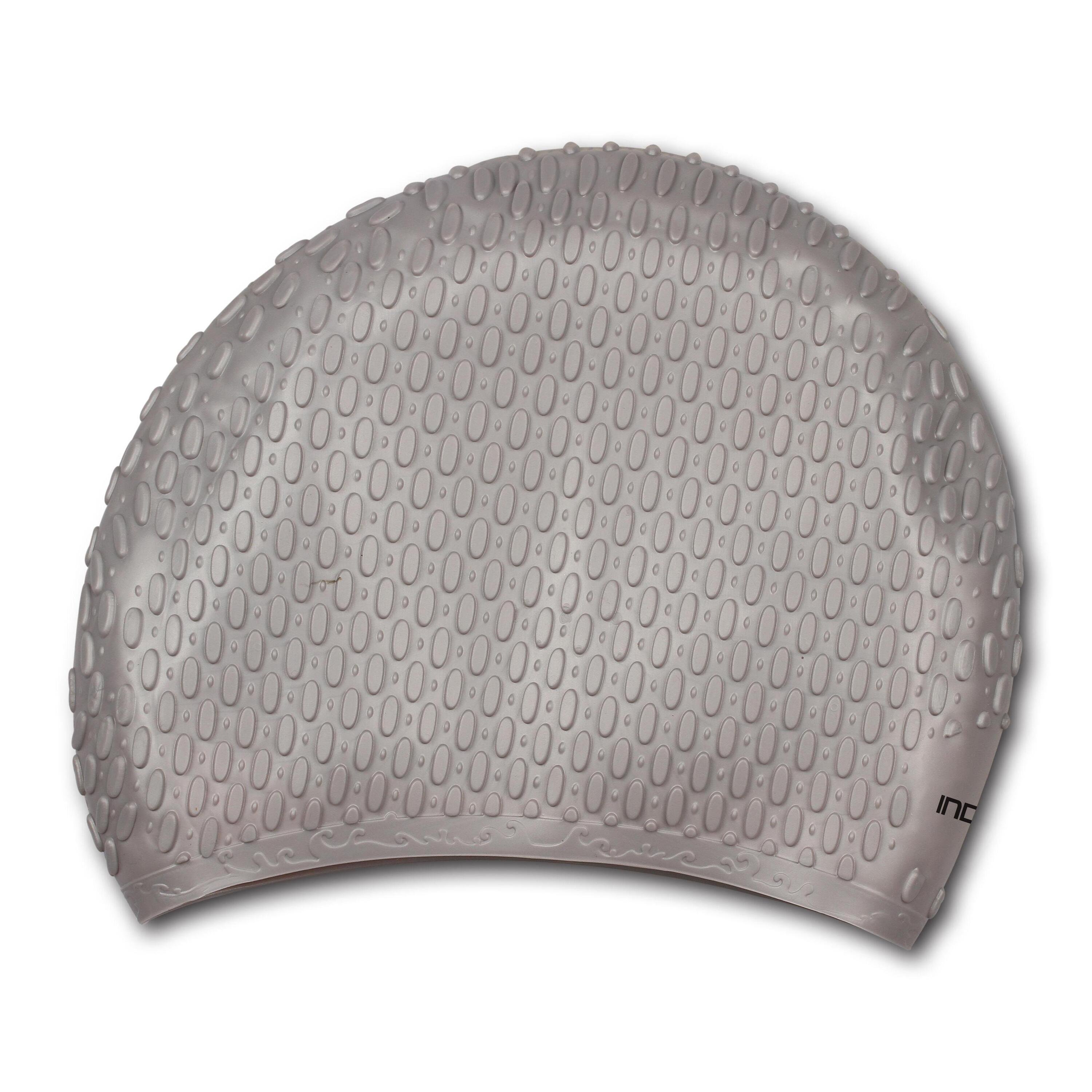 INDIGO SPORTS Touca de Natação Estriada de Silicone Impermeável para Cabelos Longos INDIGO