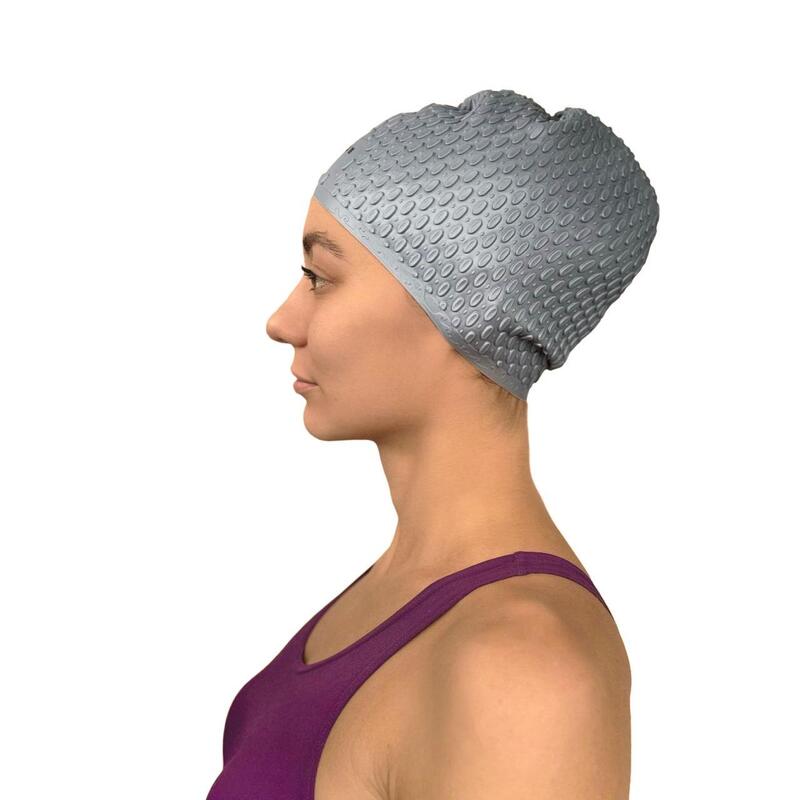 Bonnet de Natation Strié en Silicone Étanche pour Cheveux Longs