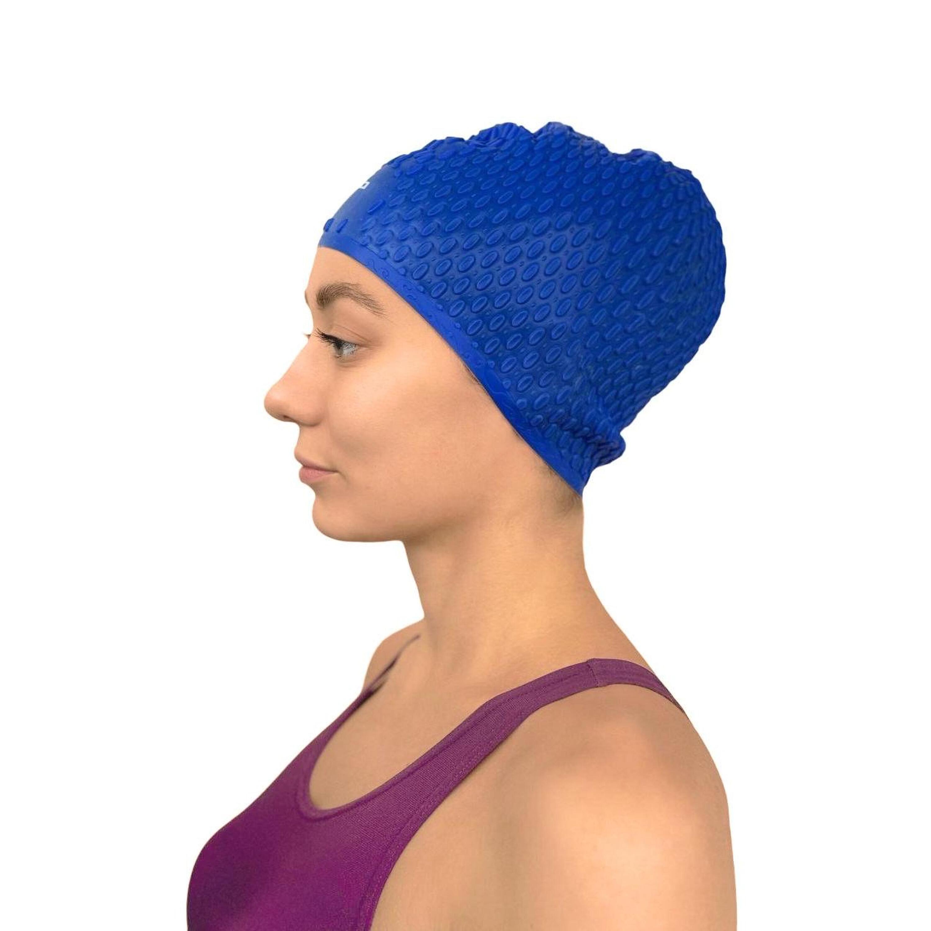 Gorro de Natación Estriado de Silicona Impermeable para Cabellos Largos INDIGO 2/3