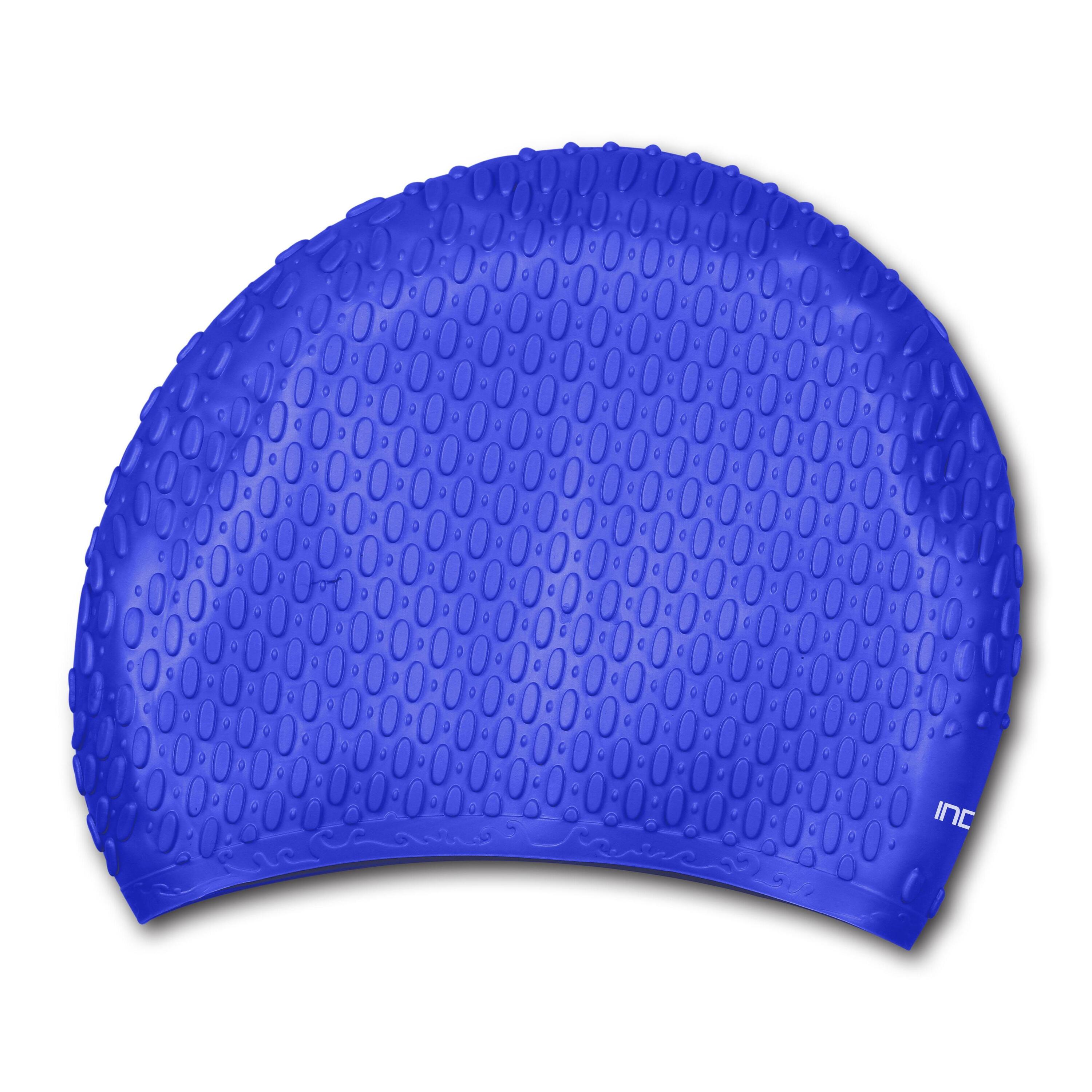 INDIGO SPORTS Touca de Natação Estriada de Silicone Impermeável para Cabelos Longos INDIGO