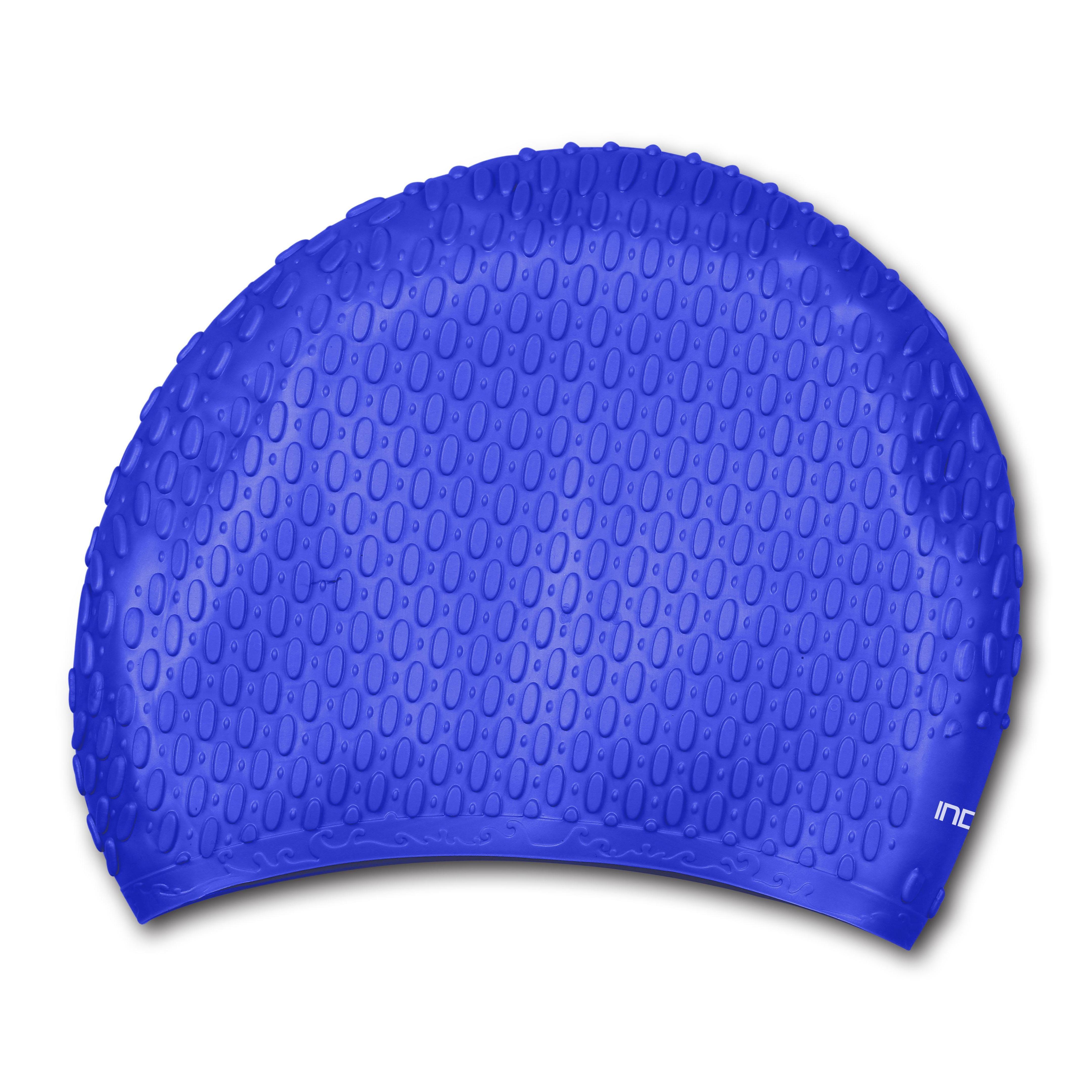 Indigo Sports - Bonnet De Natation Strié En Silicone Étanche Pour Cheveux Longs - Bonnet De Bain - Bleu - Taille Unique - Decathlon