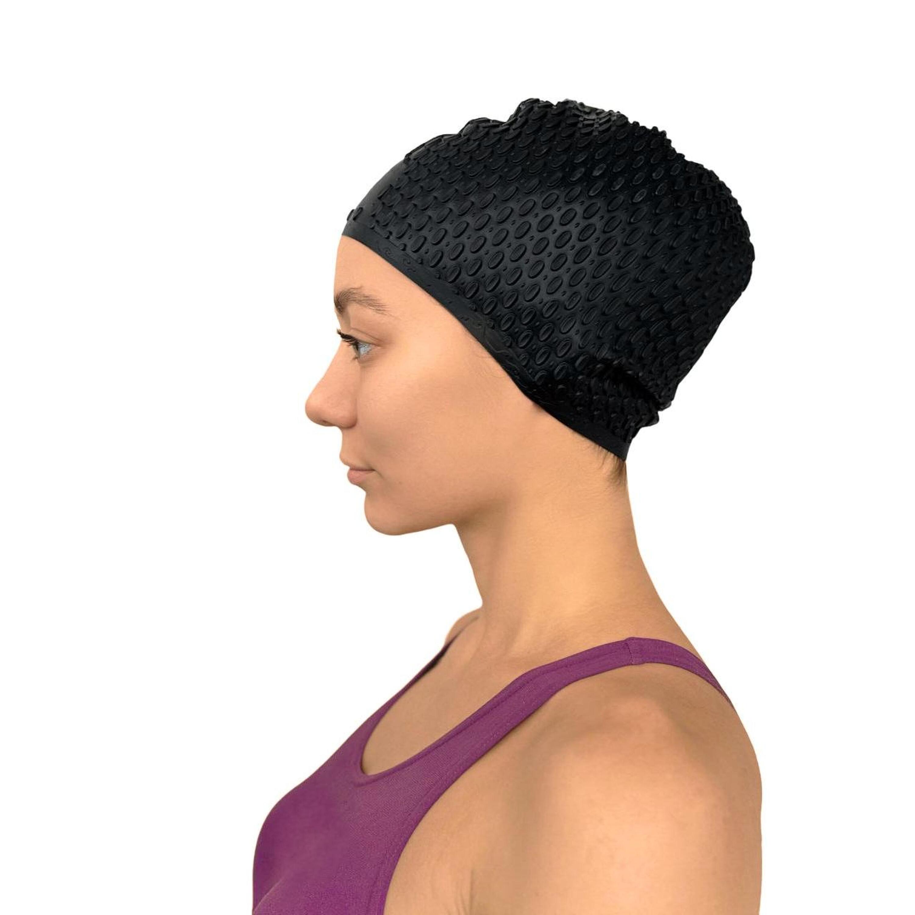 Gorro de Natación Estriado de Silicona Impermeable para Cabellos Largos INDIGO 3/3