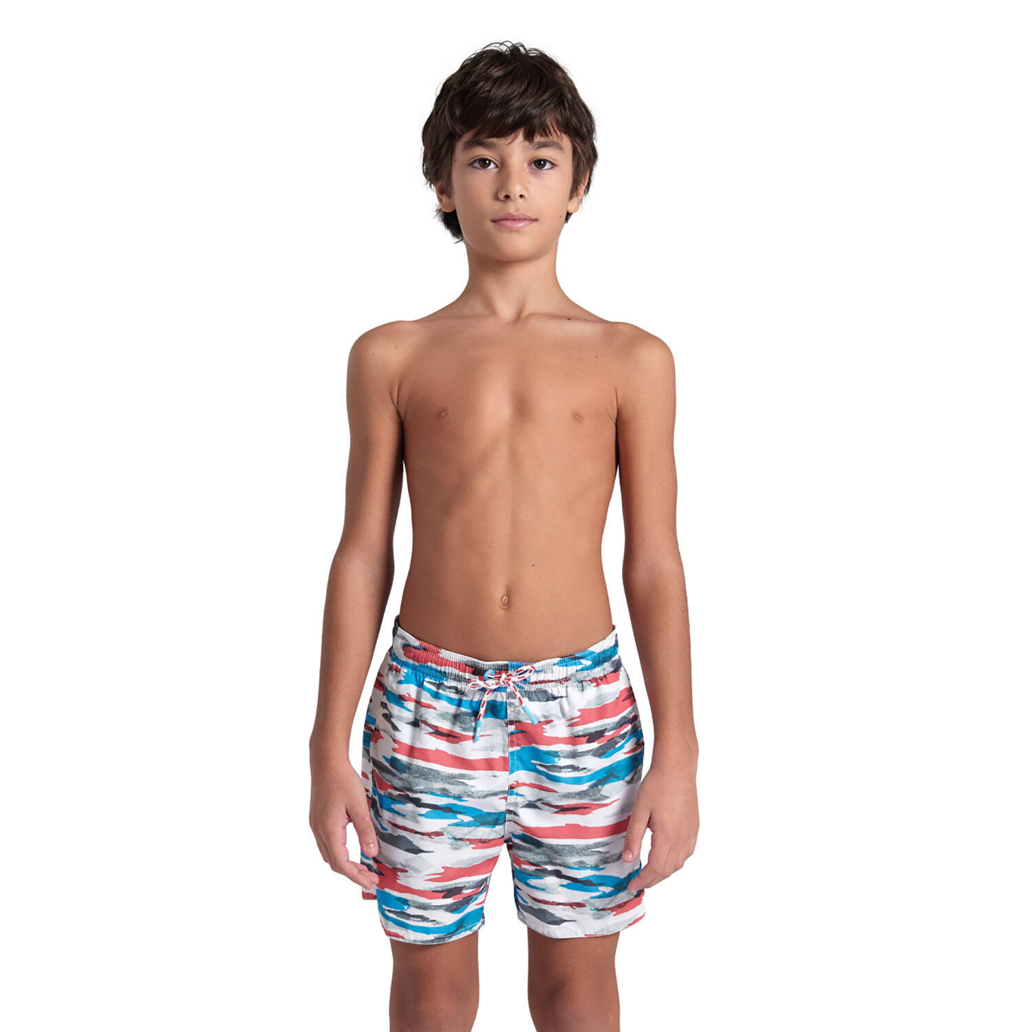 Arena - Shorts De Bain Garçon - Water Prints Allover - Maillot De Bain 1 Pièce - Blanc|bleu - 8-9 Ans - Decathlon