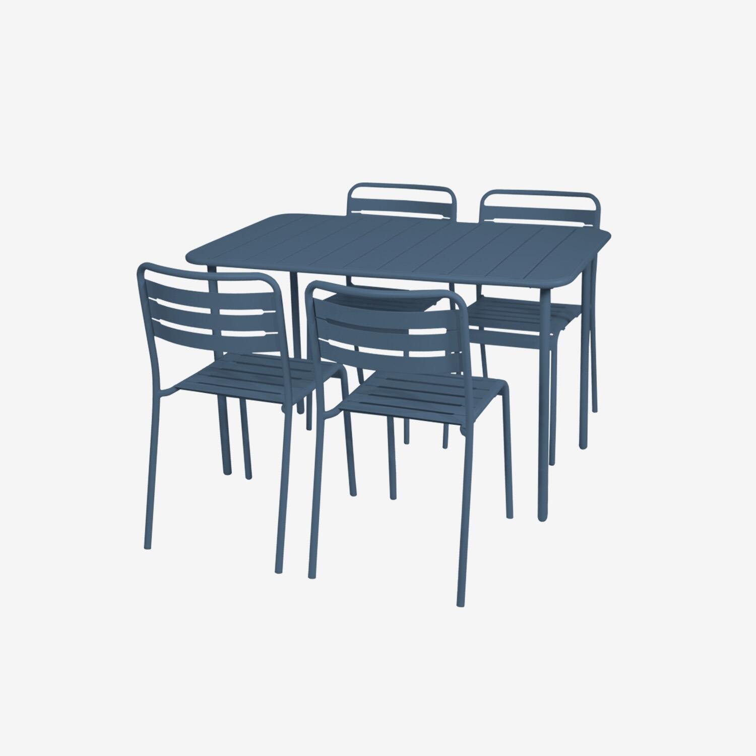 Mesa de jardim em metal, 4 cadeiras, Bleu marine