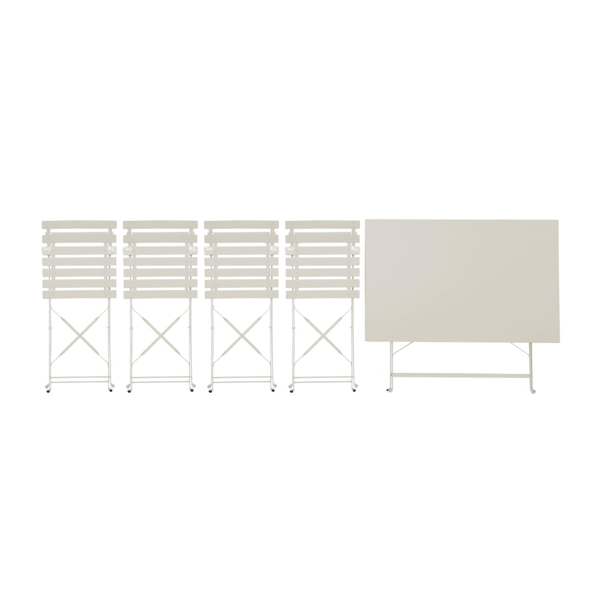 Mesa de jardim bistrô dobrável em metal, 4 cadeiras, Beige 3/6