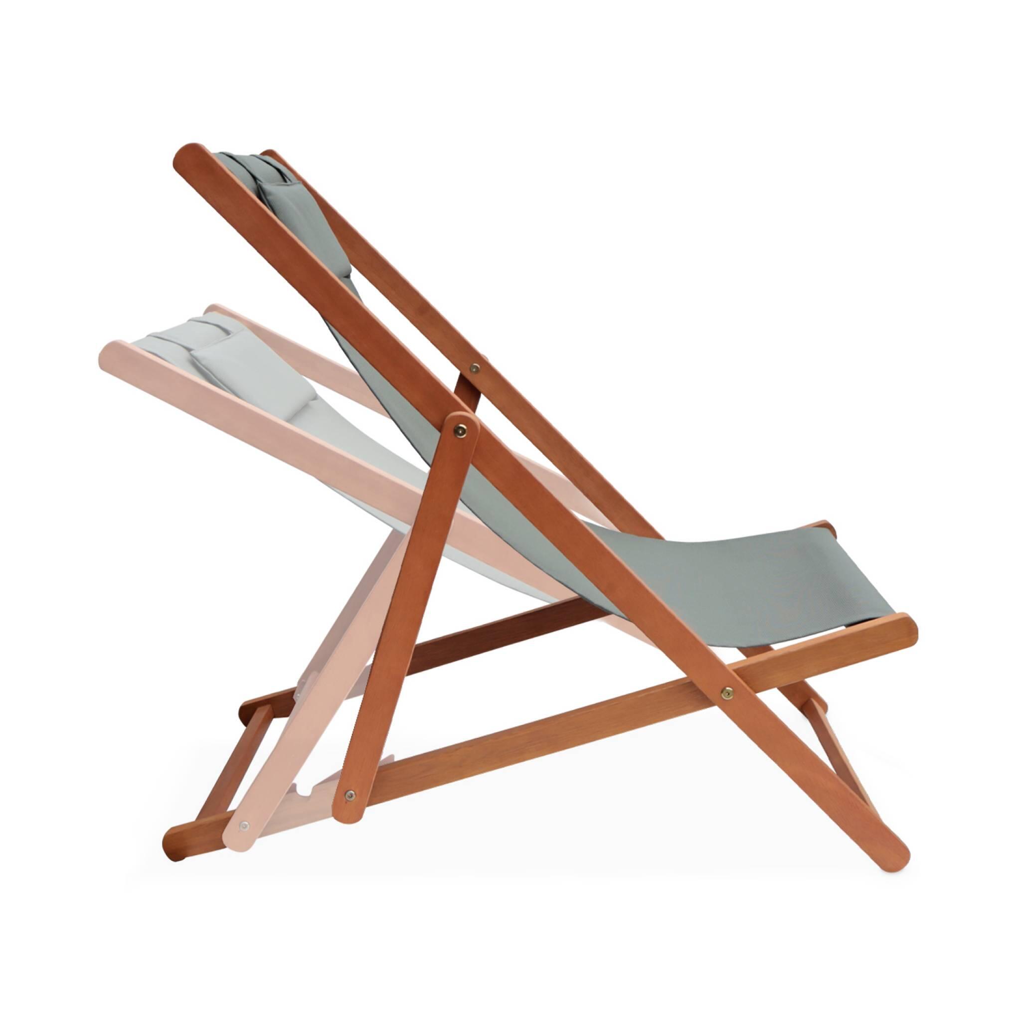 Silla plegable de madera de eucalipto, set de 2, Verde kaki 5/6