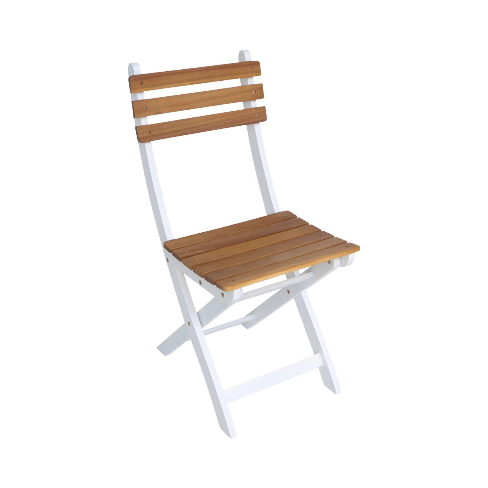 Silla de jardín plegable de madera de acacia (lote de 2), Blanco 5/6