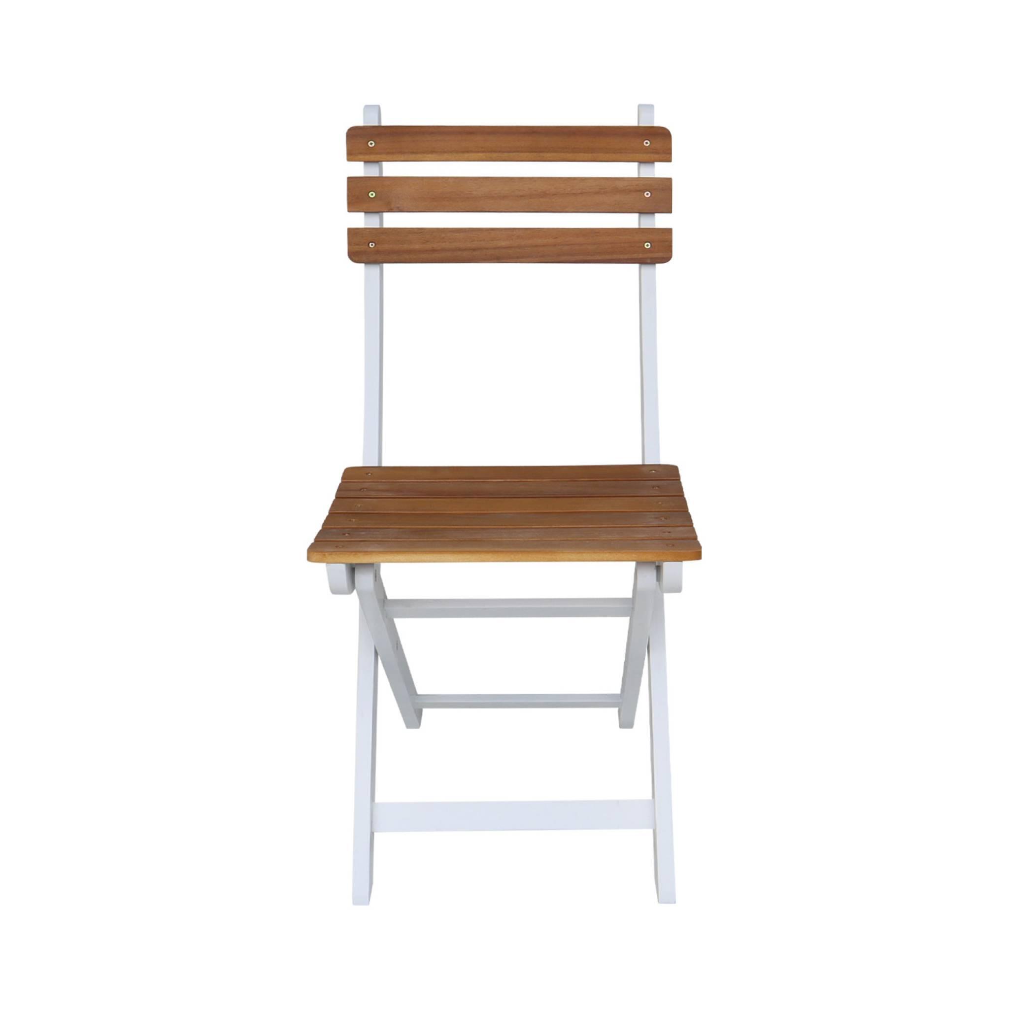 Silla de jardín plegable madera de acacia, set de 4, Blanco 5/5
