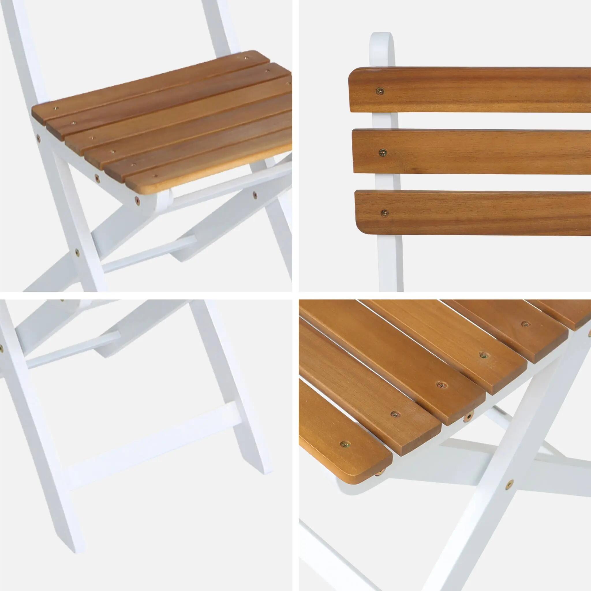 Silla de jardín plegable de madera de acacia (lote de 2), Blanco 8/8