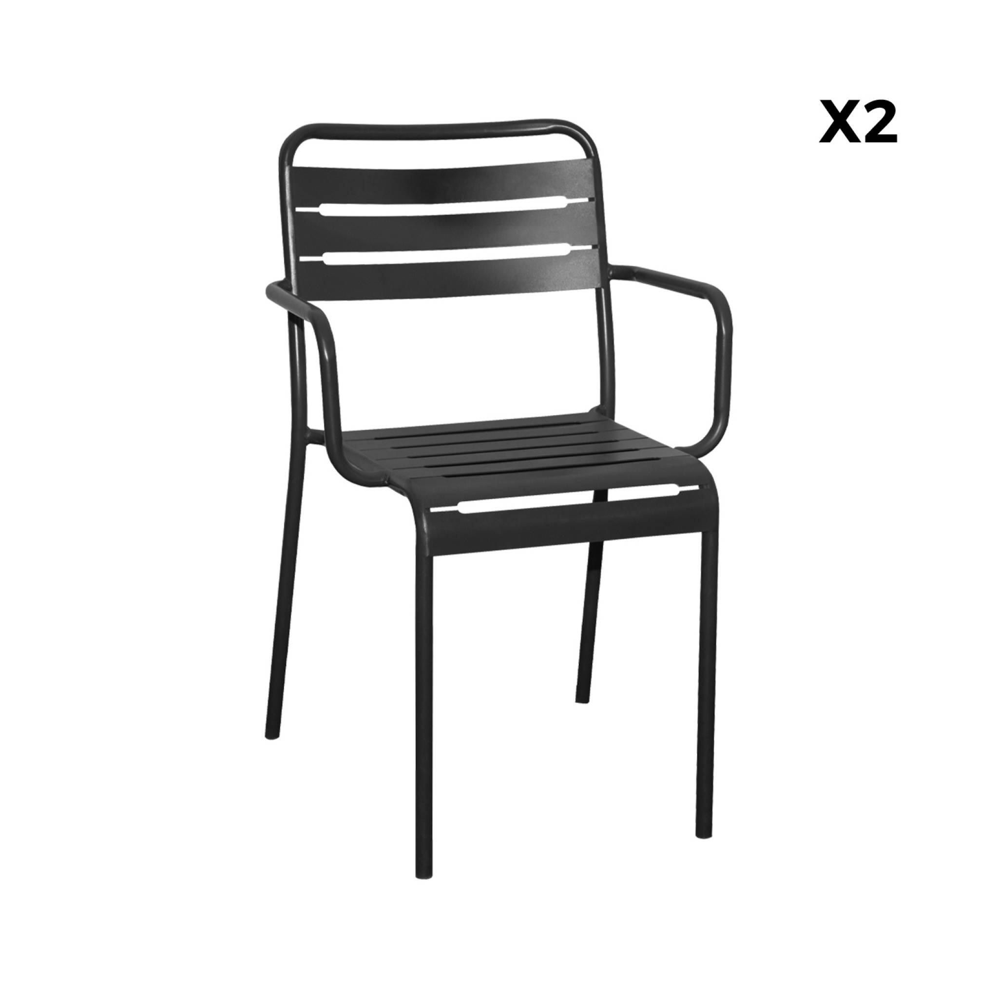Cadeira de jardim em aço, set de 2, Antracite 5/6