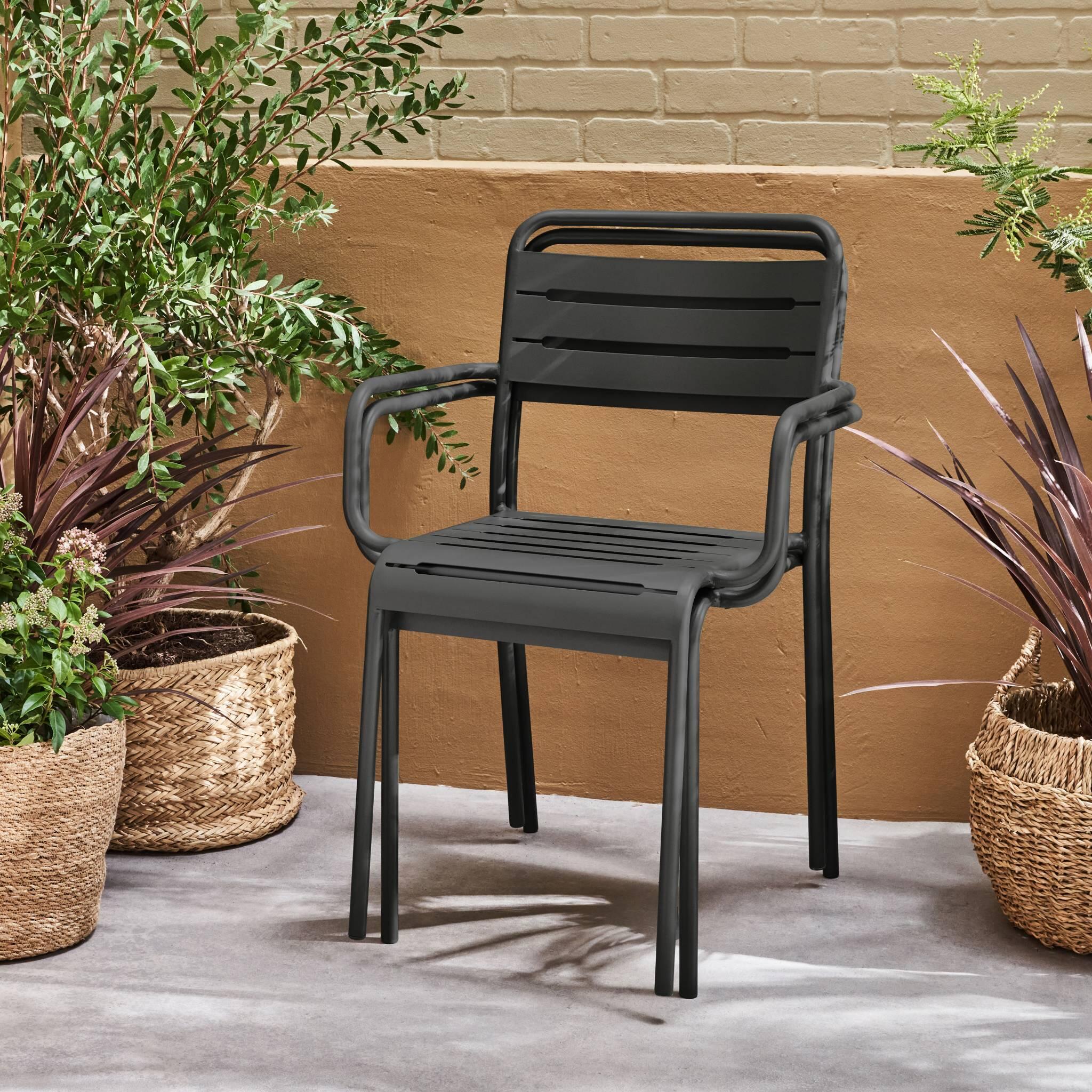 Cadeira de jardim em aço, set de 2, Antracite 3/6