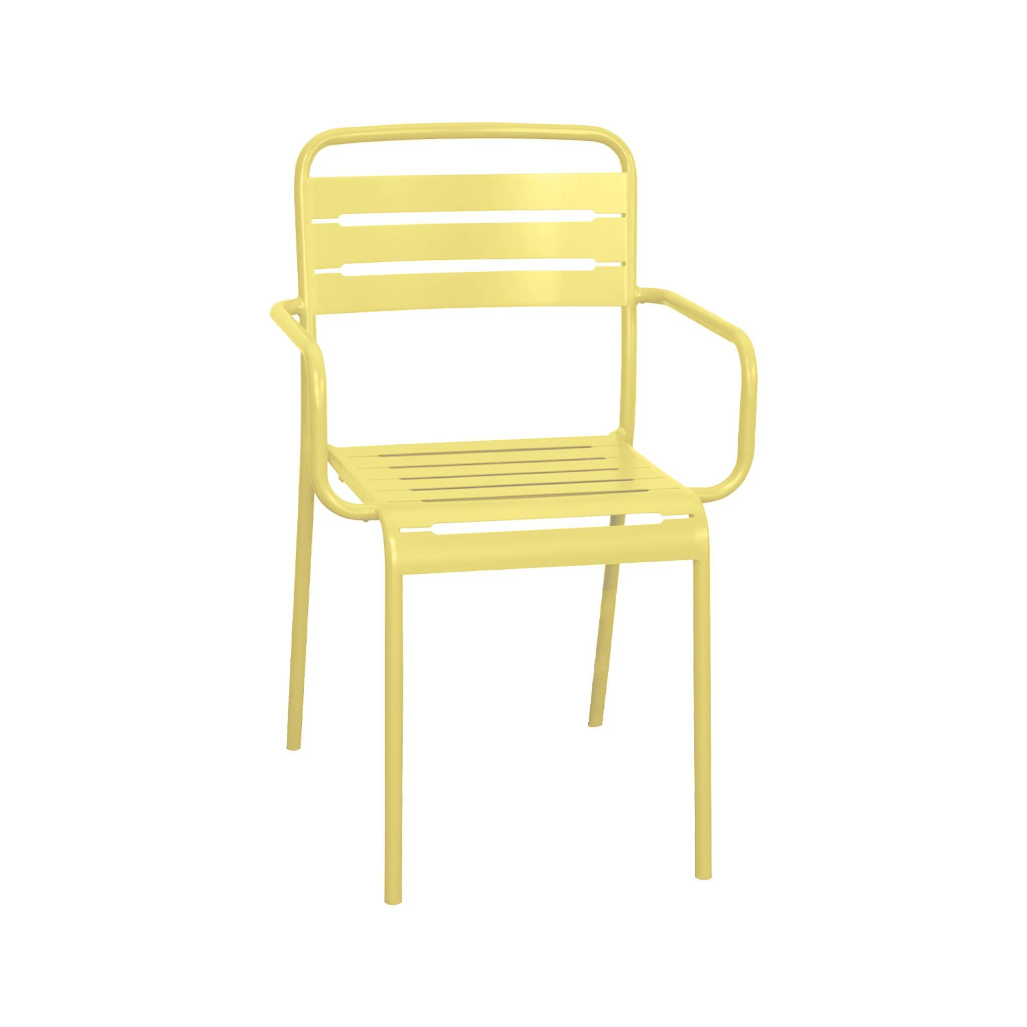 Sillón de jardín bistró de acero, set de 2, Amarillo 2/6