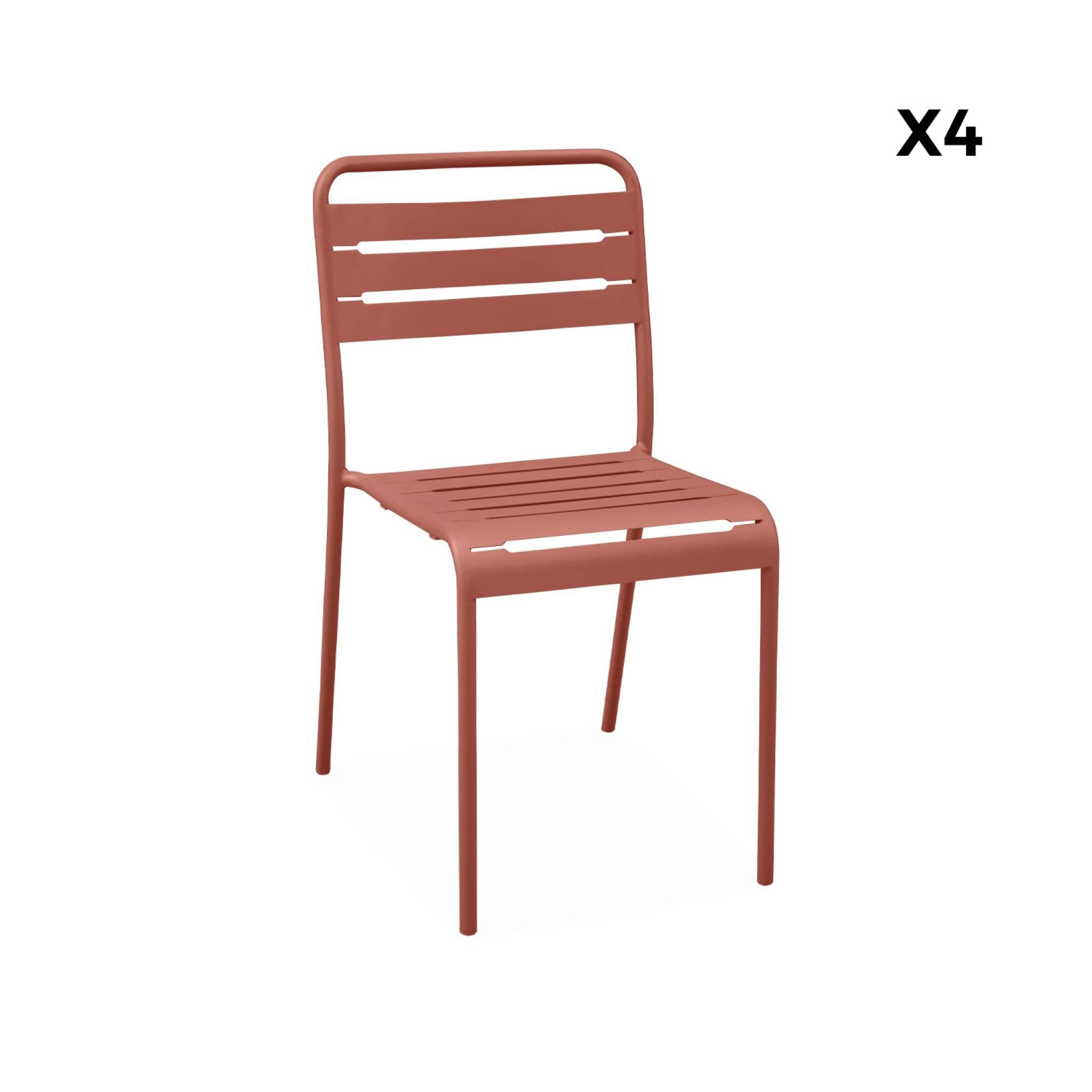Cadeira de jardim em aço, set de 4, Terracota 5/6