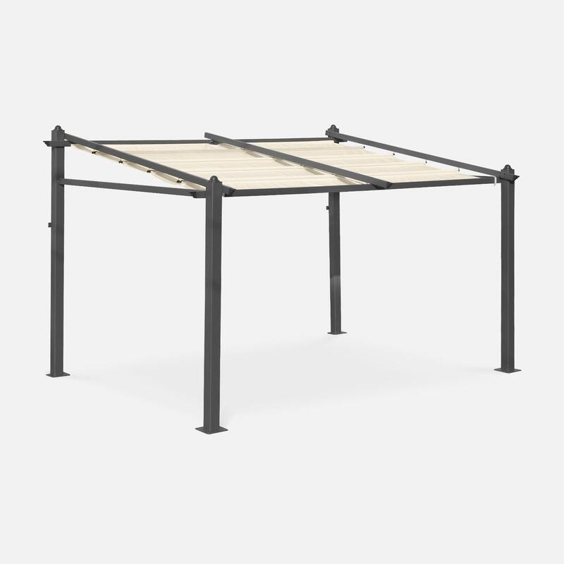 Pérgola 3x4m de aluminio con cubierta corredera, Crudo