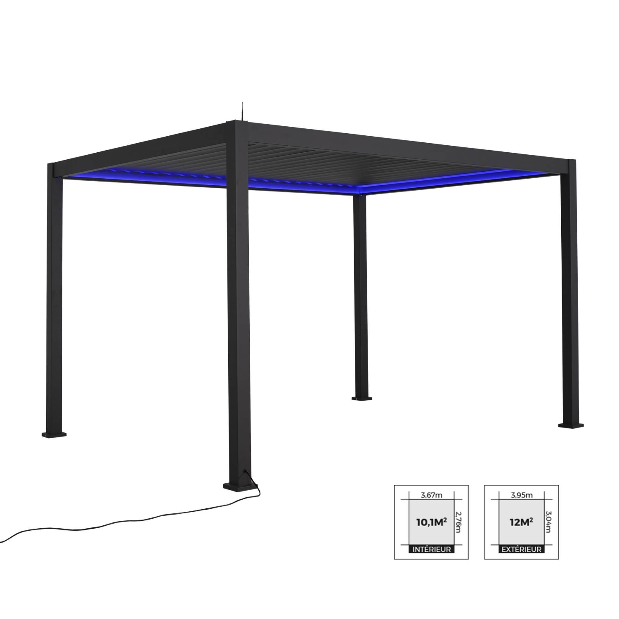 Pérgola bioclimática Triomphe 3x4m LED + toldo de 4m, Antracita 2/6
