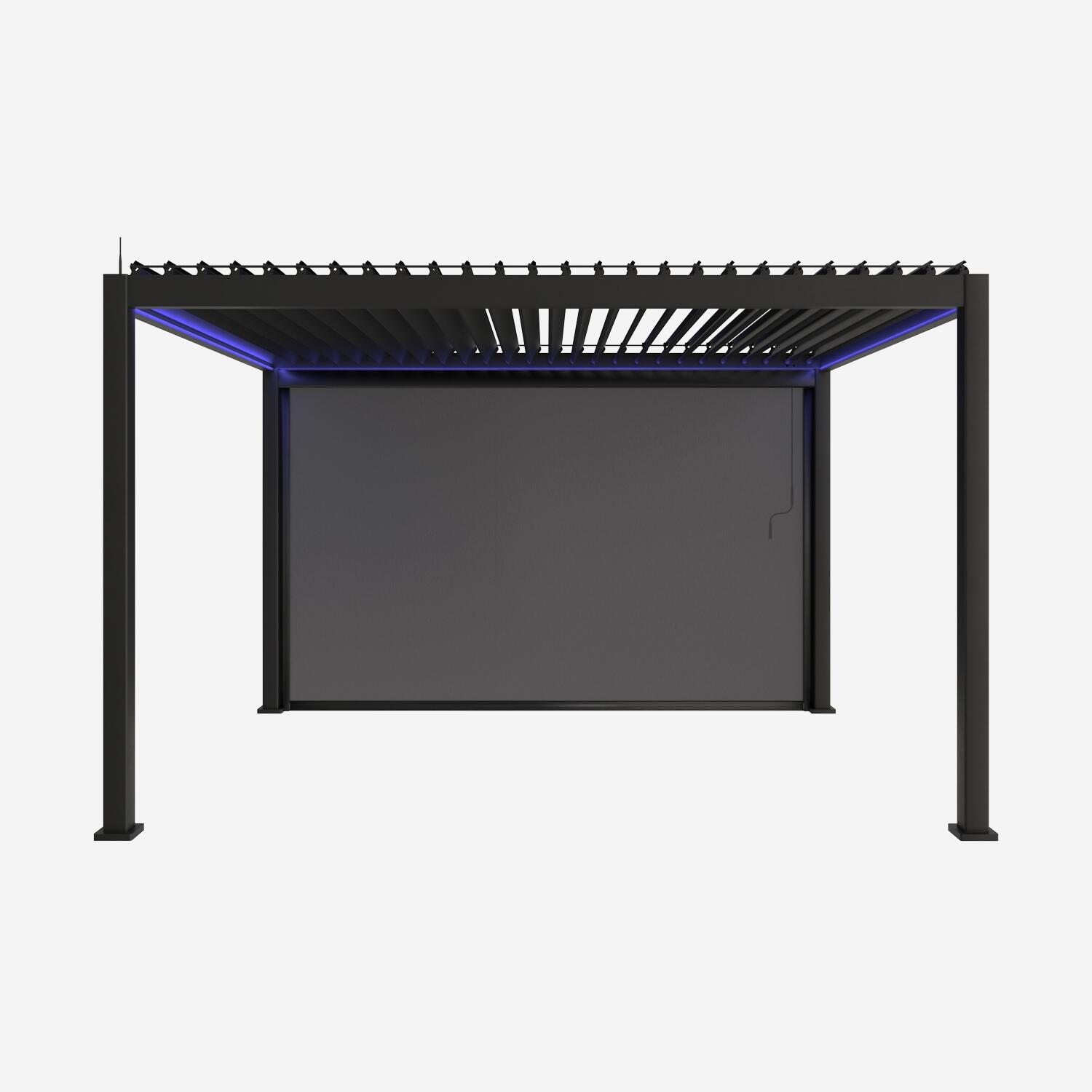 Pérgola bioclimática Triomphe 3x4m LED + toldo de 4m, Antracita 1/6