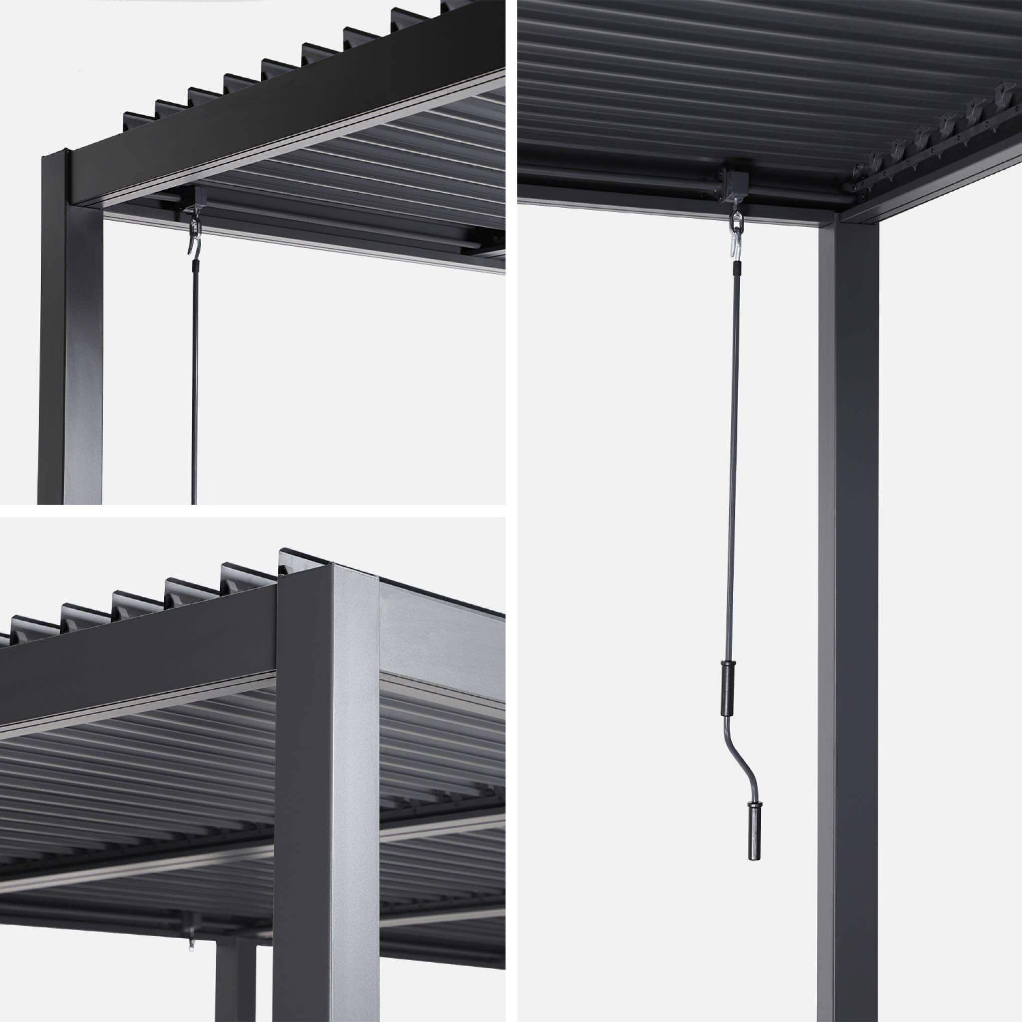 Pérgola bioclimática 3x6m de aluminio y acero con lamas orientables, Antracita 6/6