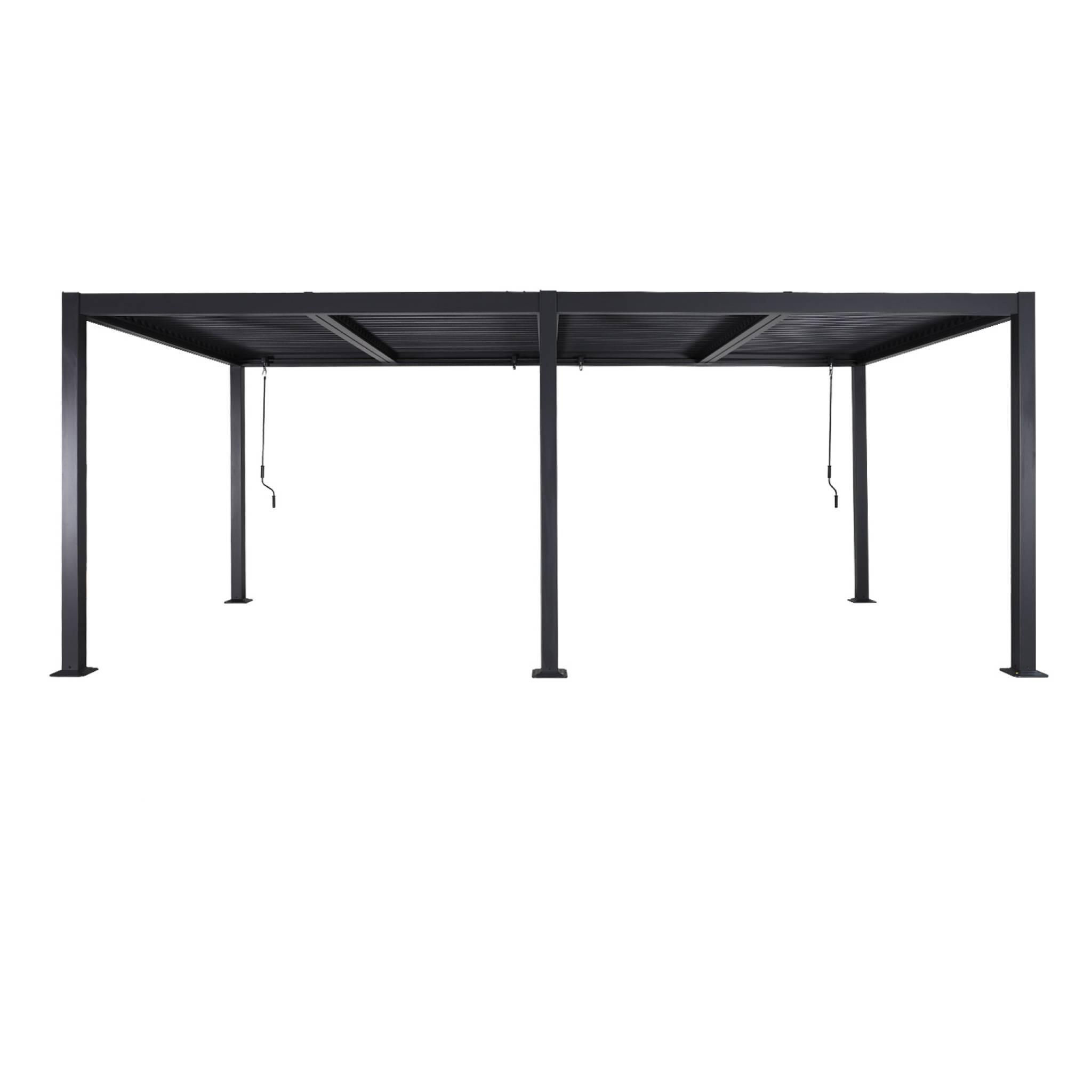 Pérgola bioclimática 3x6m de aluminio y acero con lamas orientables, Antracita 3/6