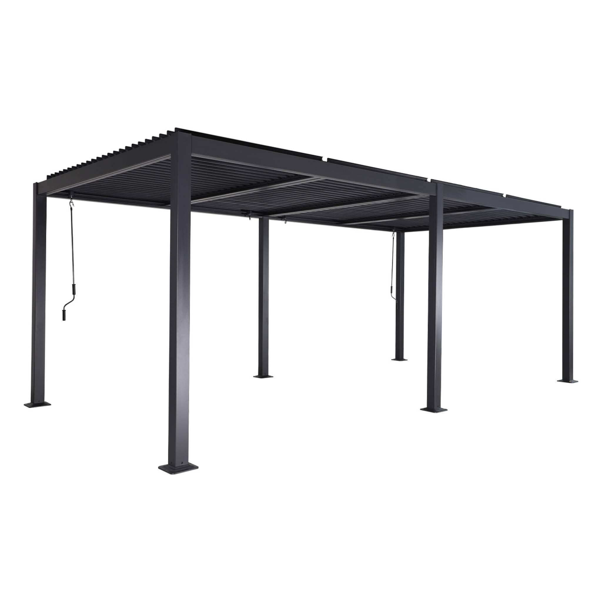 Pérgola bioclimática 3x6m de aluminio y acero con lamas orientables, Antracita 2/6