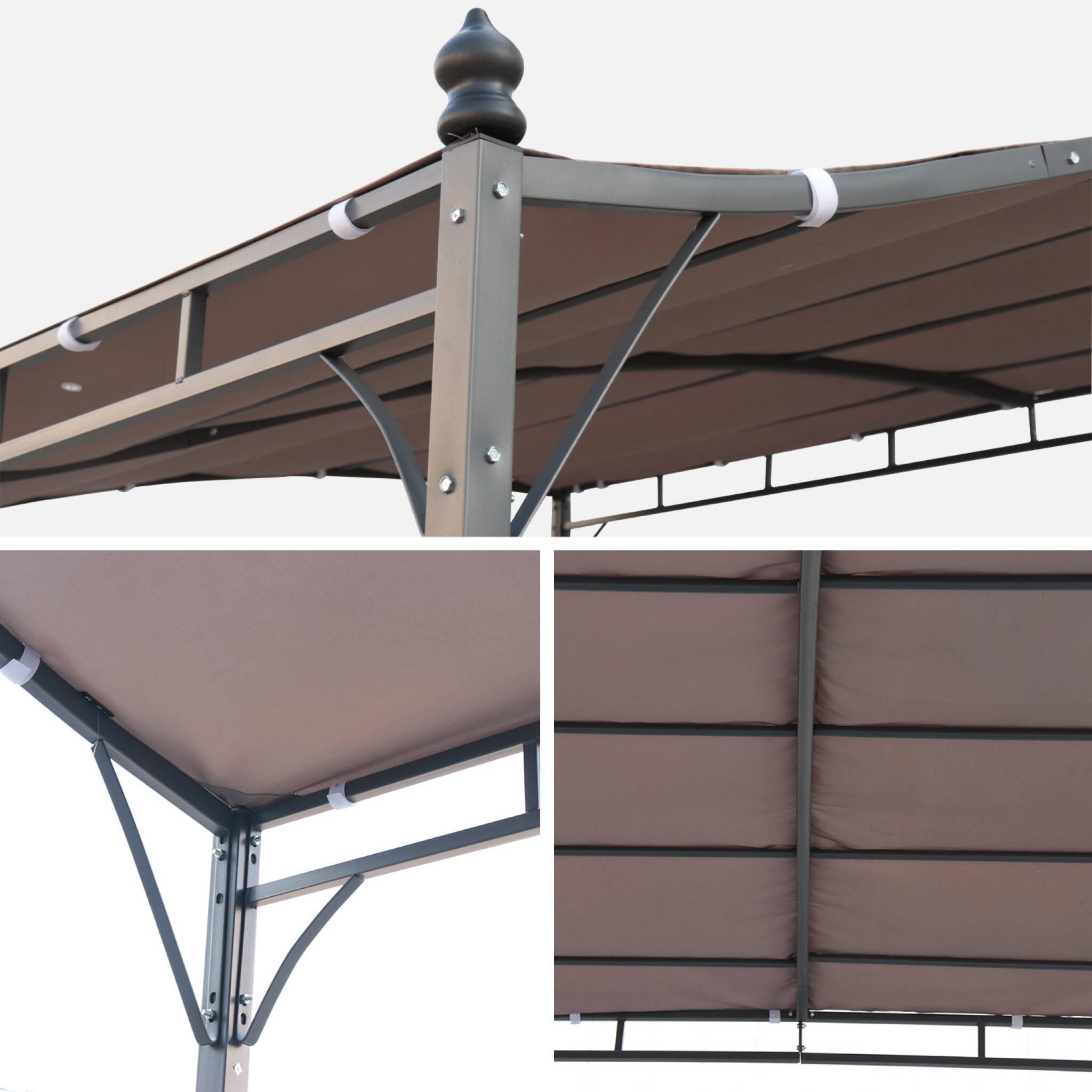 Pérgola acoplada de aço, 3x2,5m, Taupe 3/4
