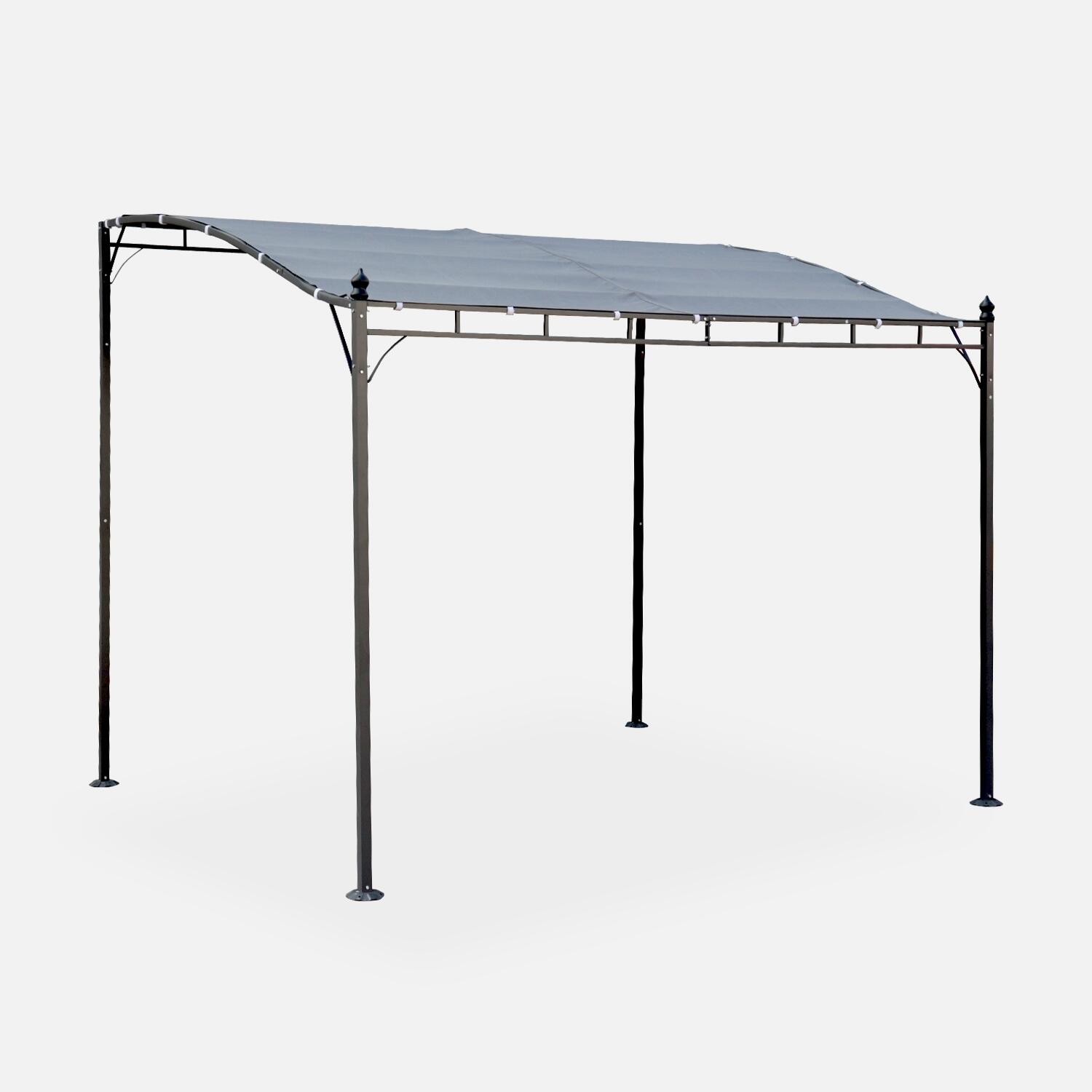 SWEEEK Pergola a parete struttura in acciaio 3x2,5 m  con tetto in tessuto, Grigio